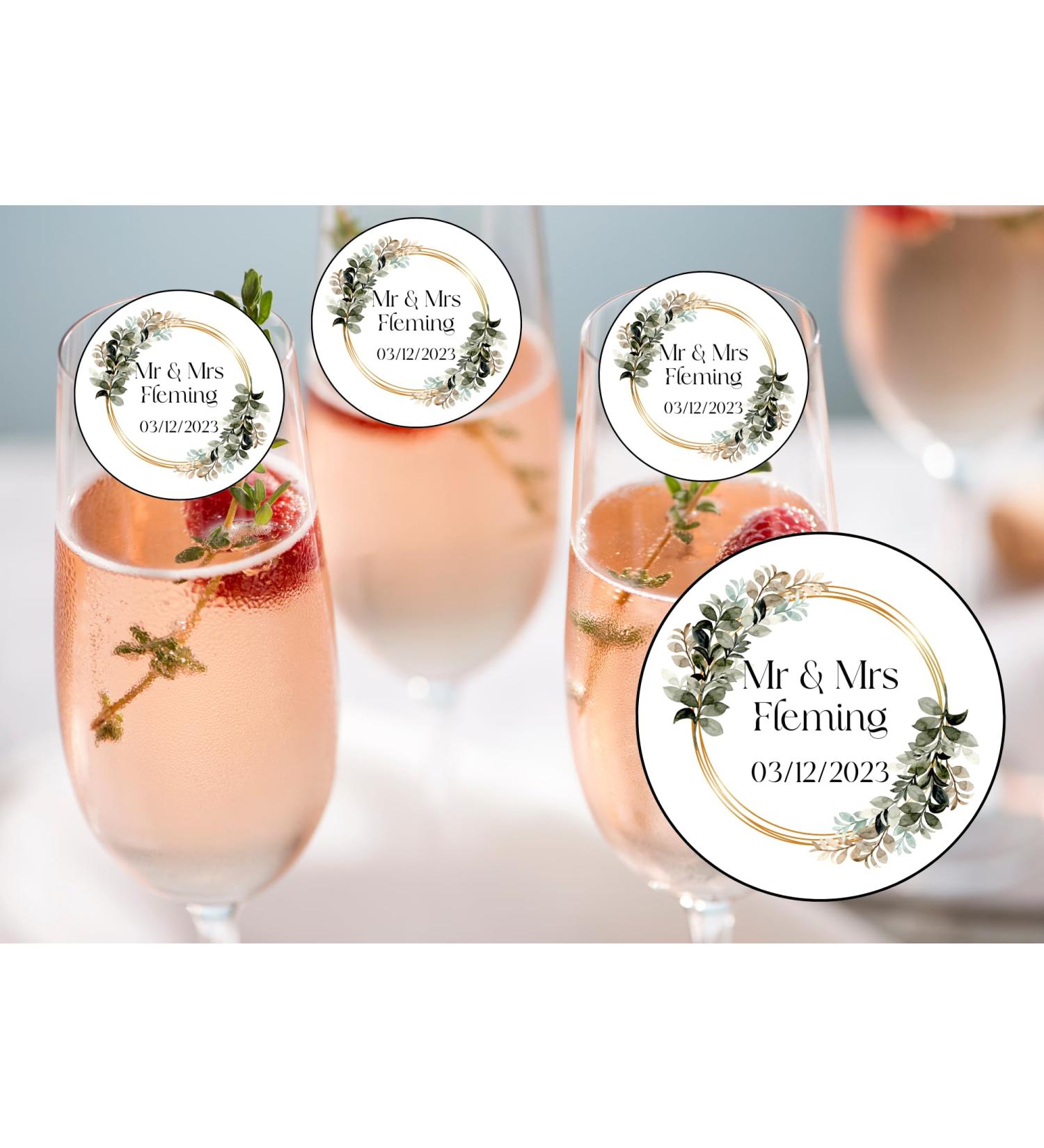 20 x 4.5cm edible WEDDING champagne prosecco flute drink toppers uncut