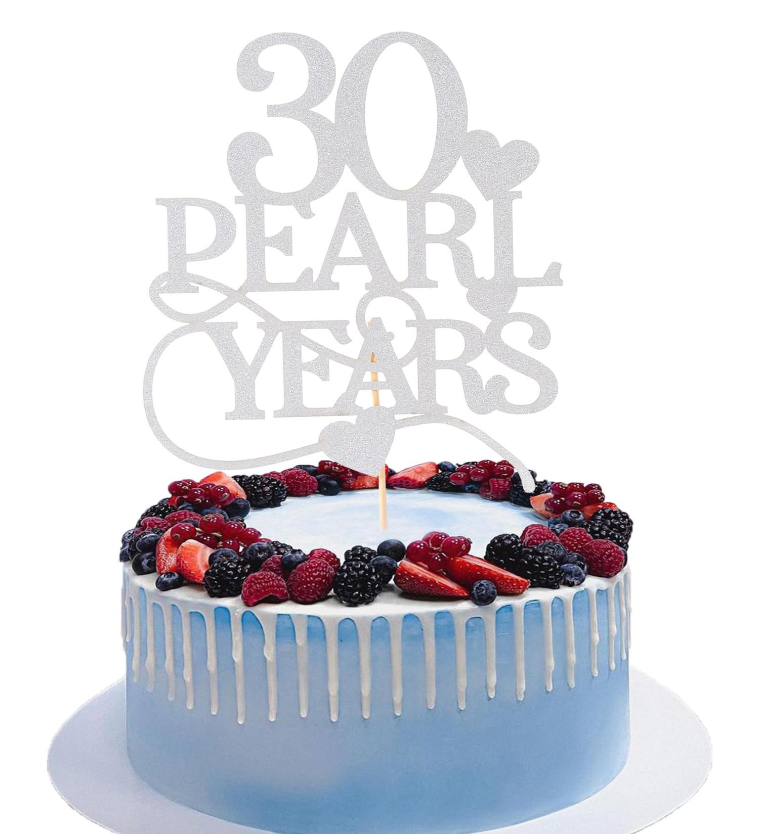 30 Pearl Years Cake Topper - Happy 30th Anniversary Wedding Cake Topper Silver 30 Pearl Years Anniversary Party Decorations 30 Pearl Years-silver - Buy Online on GoSupps.com