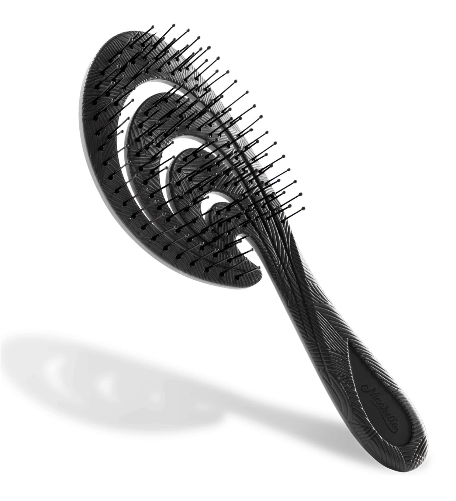 Ninabella Bio Hairbrush - Eco-Friendly Detangling Brush for Women Men & Children | No Tangles for Long & Wet Hair | Sustainable & Recycled Material - Black - Buy Online on GoSupps.com