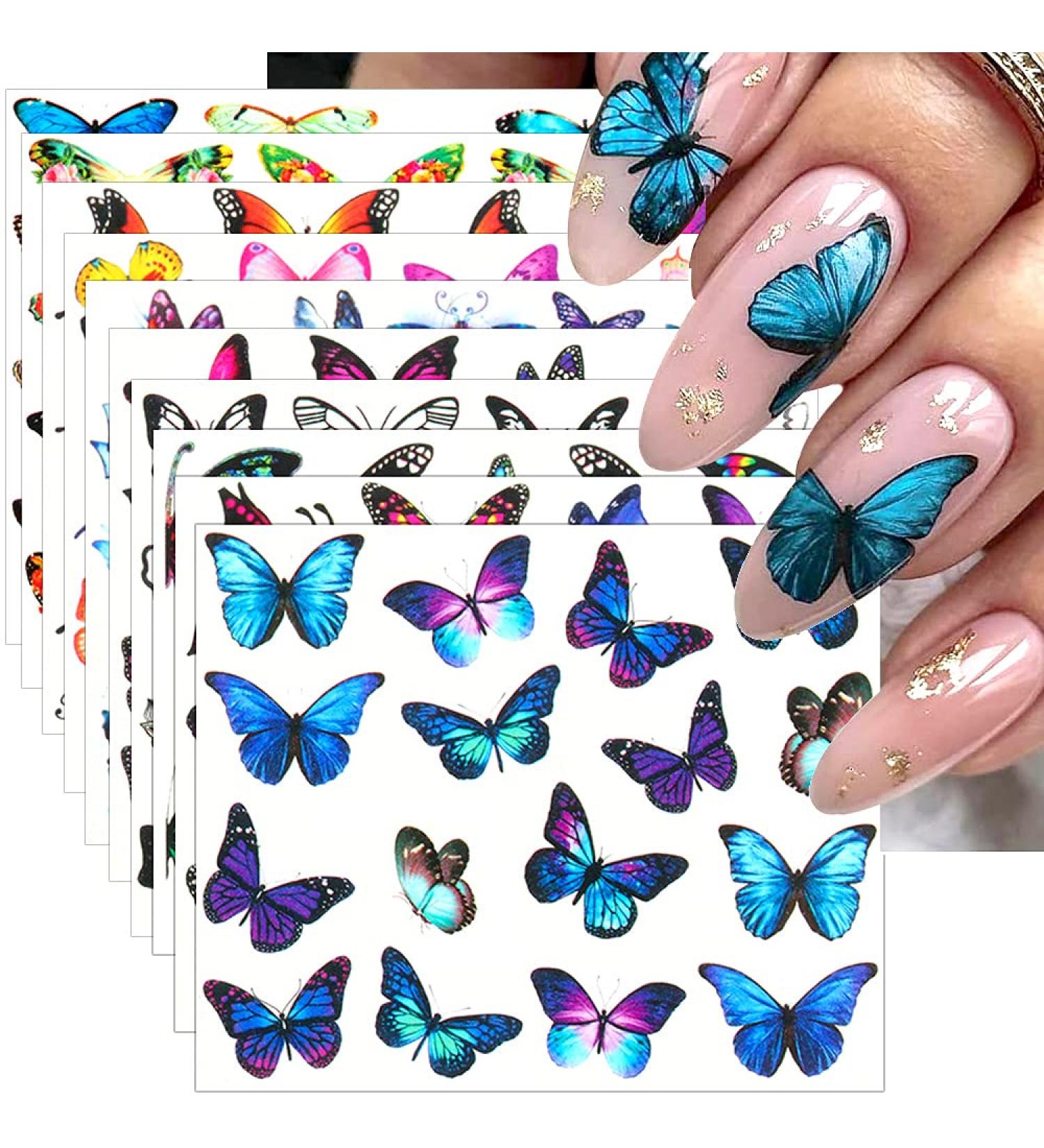 Dornail Butterfly and Flower Nail Stickers - 30 Sheets | Summer Water Transfer Decals for Nail Art Designs and Decorations - Buy Online on GoSupps.com
