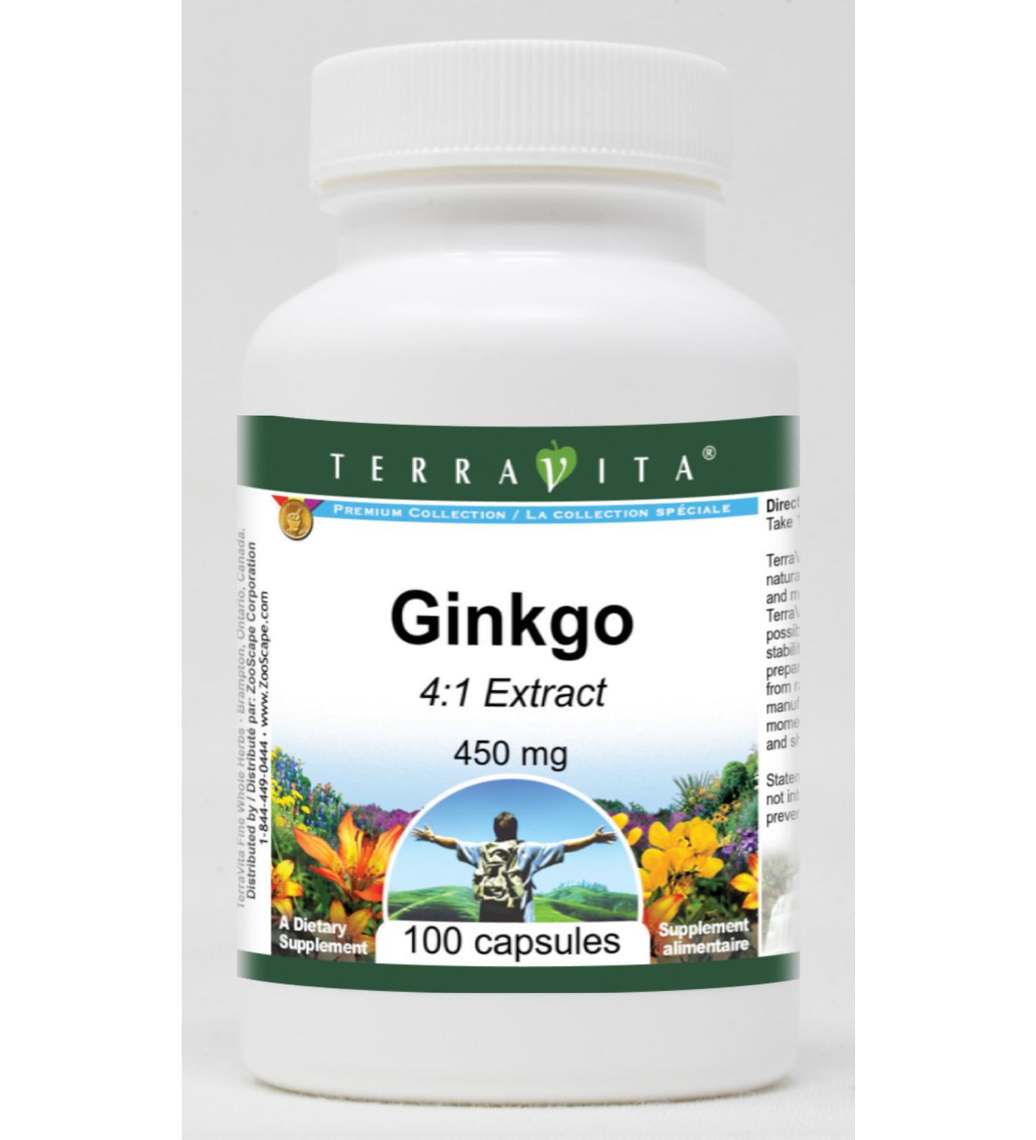 Ginkgo 4:1-450 mg (100 Capsules ZIN: 520212) - 3 Pack - Buy Online on GoSupps.com