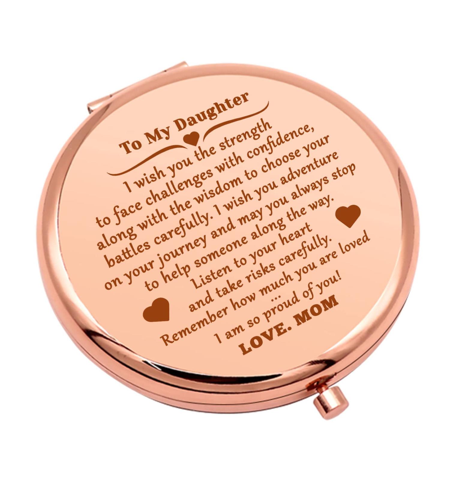 Daughter Gift from Mom - Compact Makeup Mirror for Bonus Daughter | Birthday & Graduation Gifts | Inspirational & Folding Mirror for Her - Christmas & Wedding Gifts - Buy Online on GoSupps.com