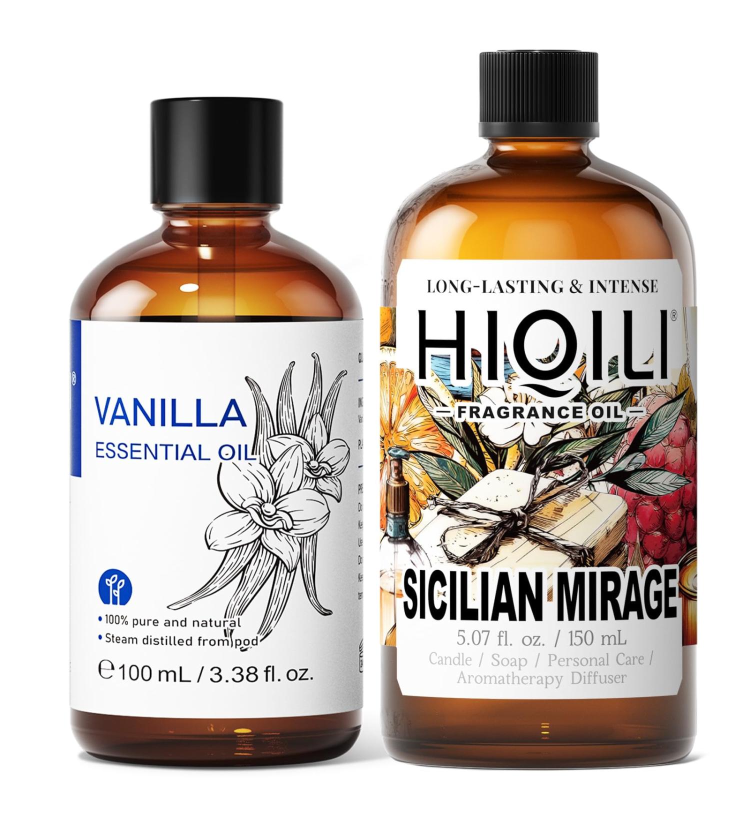 HIQILI 100ML Vanilla Essential Oil & 150ML Sicilian Mirage Fragrance Oil for DIY Diffuser - Buy Online on GoSupps.com