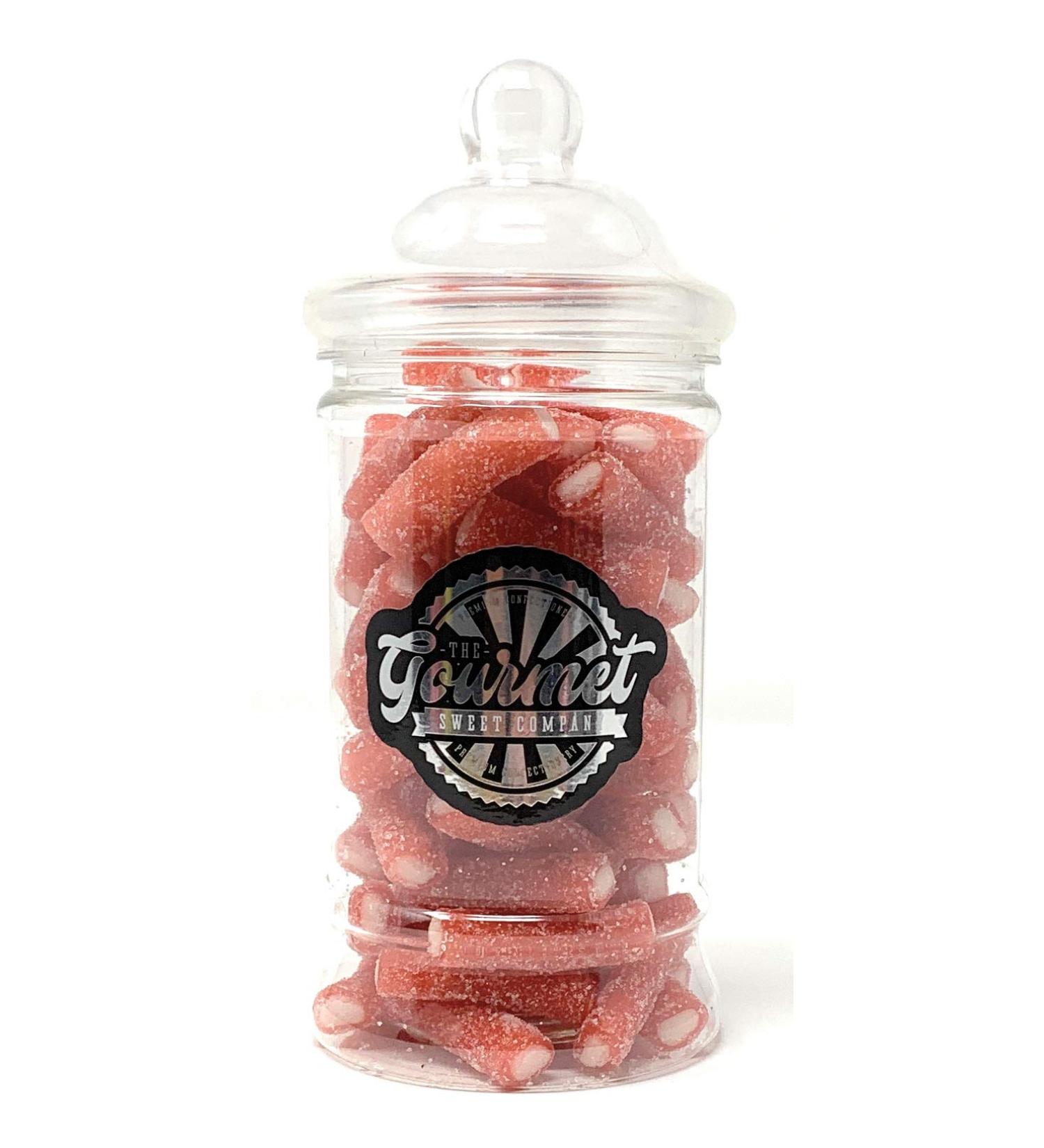 Sour Strawberry Pencil Bites Victorian Gift Jar by The Gourmet Sweet Company