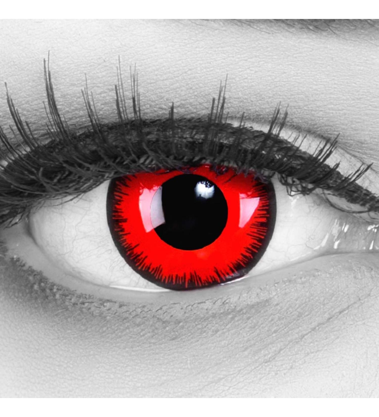 Buy Meralens Red Black Crazy Fun Colored Contact Lenses | Annual Lenses for Mardi Gras Carnival Halloween | High Quality -5.00 Diopters | Includes Lens Container - Buy Online on GoSupps.com