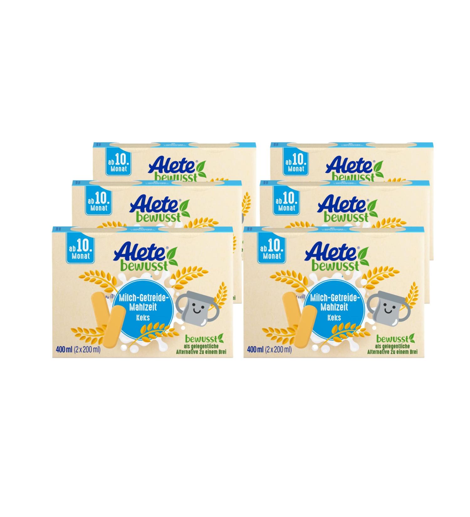 Alete Milk-Cereal Meal Biscuit Baby Food - Ready-to-Drink 10+ Months 6 x 400ml Convenient Baby Porridge Alternative - Buy Online on GoSupps.com