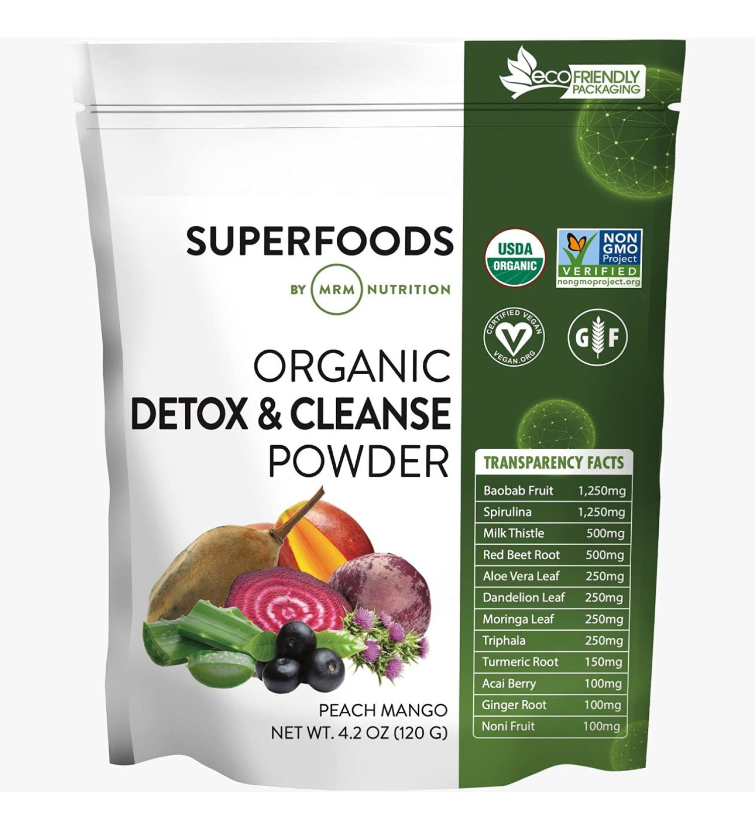 Buy MRM Organic Detox & Cleanse Powder - Peach Mango Flavor, 4.2 oz (120g) - Buy Online on GoSupps.com