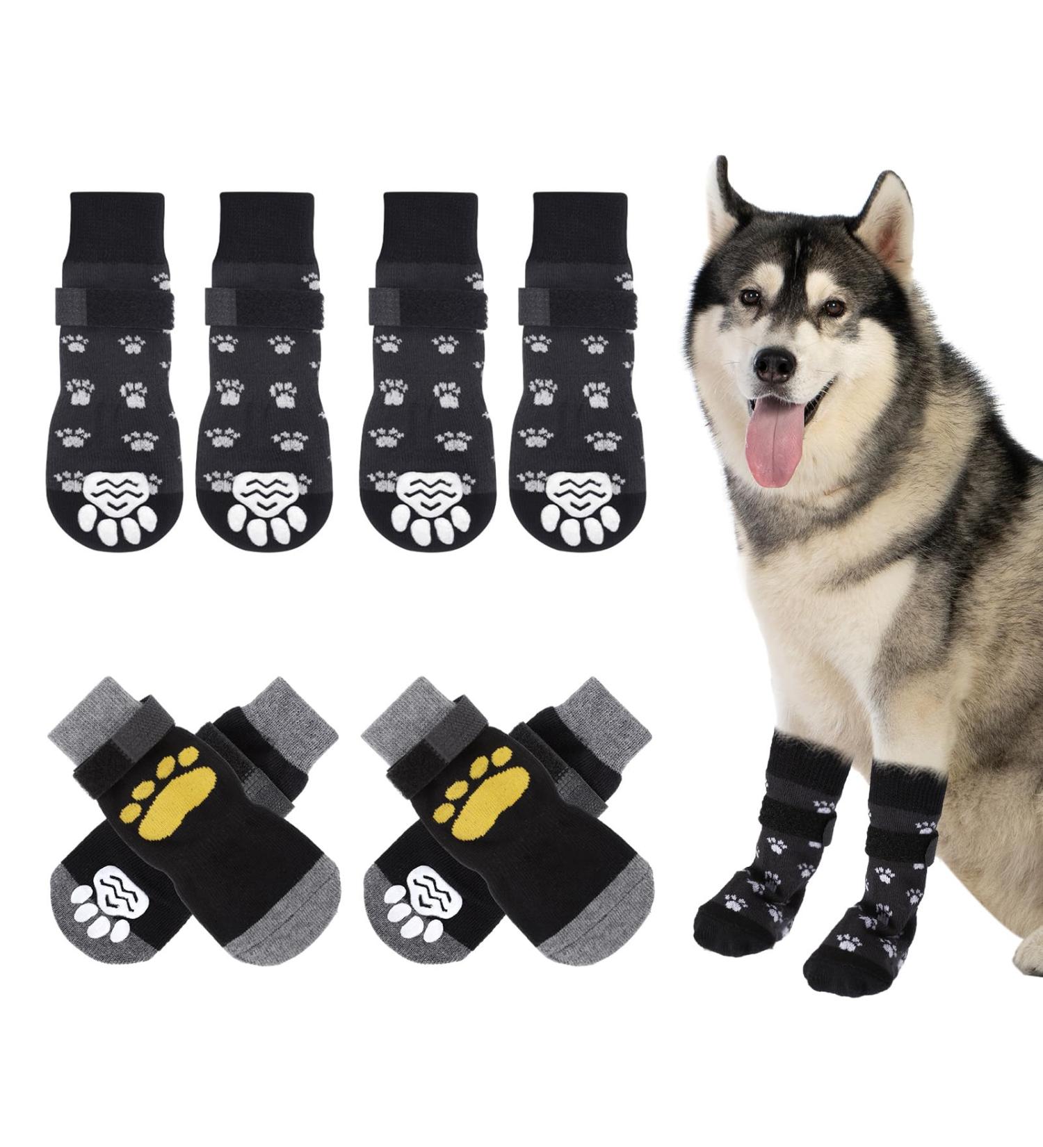 Vyuwast 8 Pcs Dog Socks Paws Stop Licking Anti-Slip Dog Paw Protectors with Adjustable Straps Dog Cat Socks with Grips for Small Medium Large Dogs Puppy Indoor Outdoor Hardwood Floor Walking(L) - Buy Online on GoSupps.com