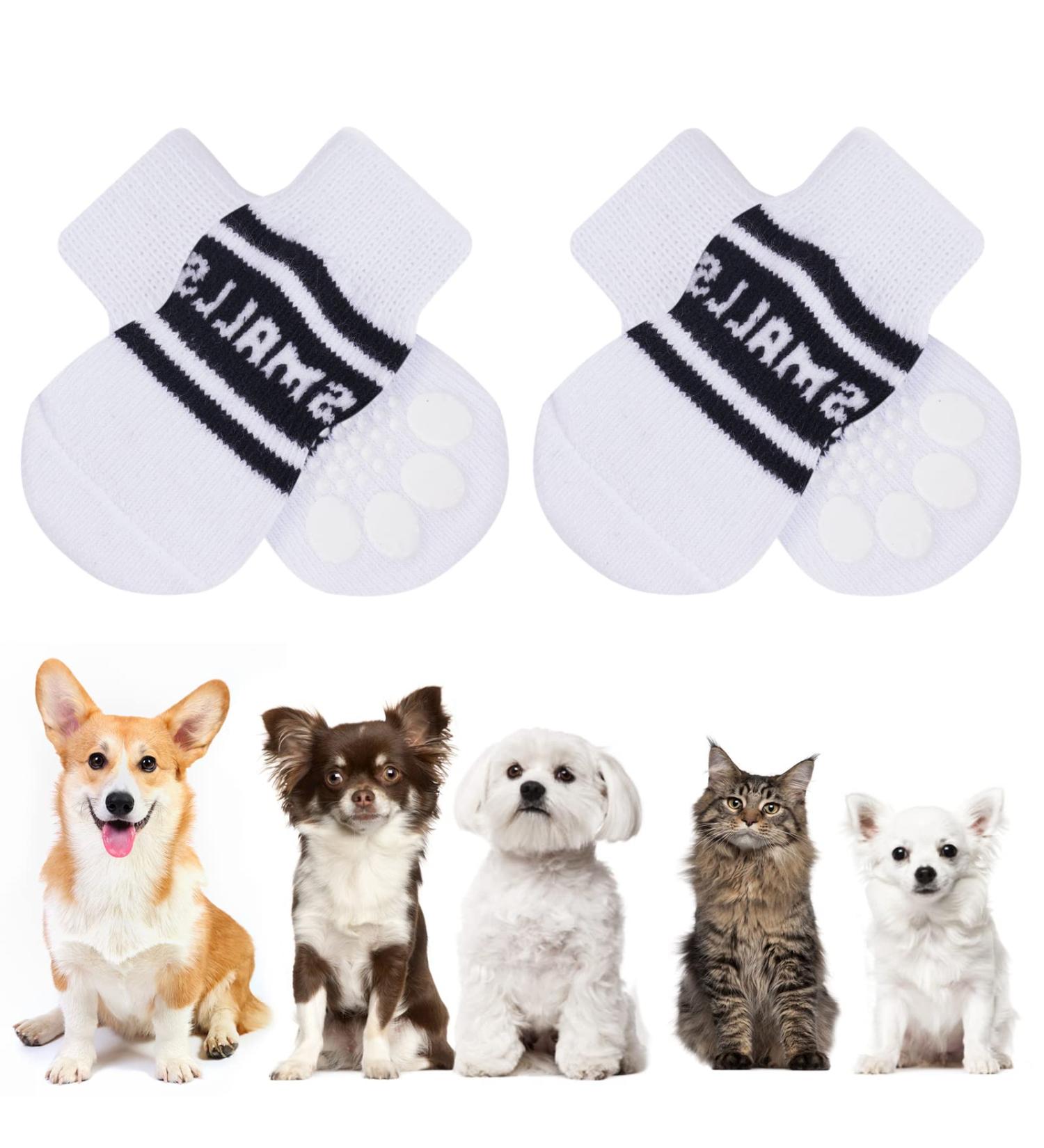 Auauy Indoor Anti-Slip Socks for Dogs & Cats | Silicone Gel Traction Protection | Black & White | Small-Medium Sizes - Buy Online on GoSupps.com