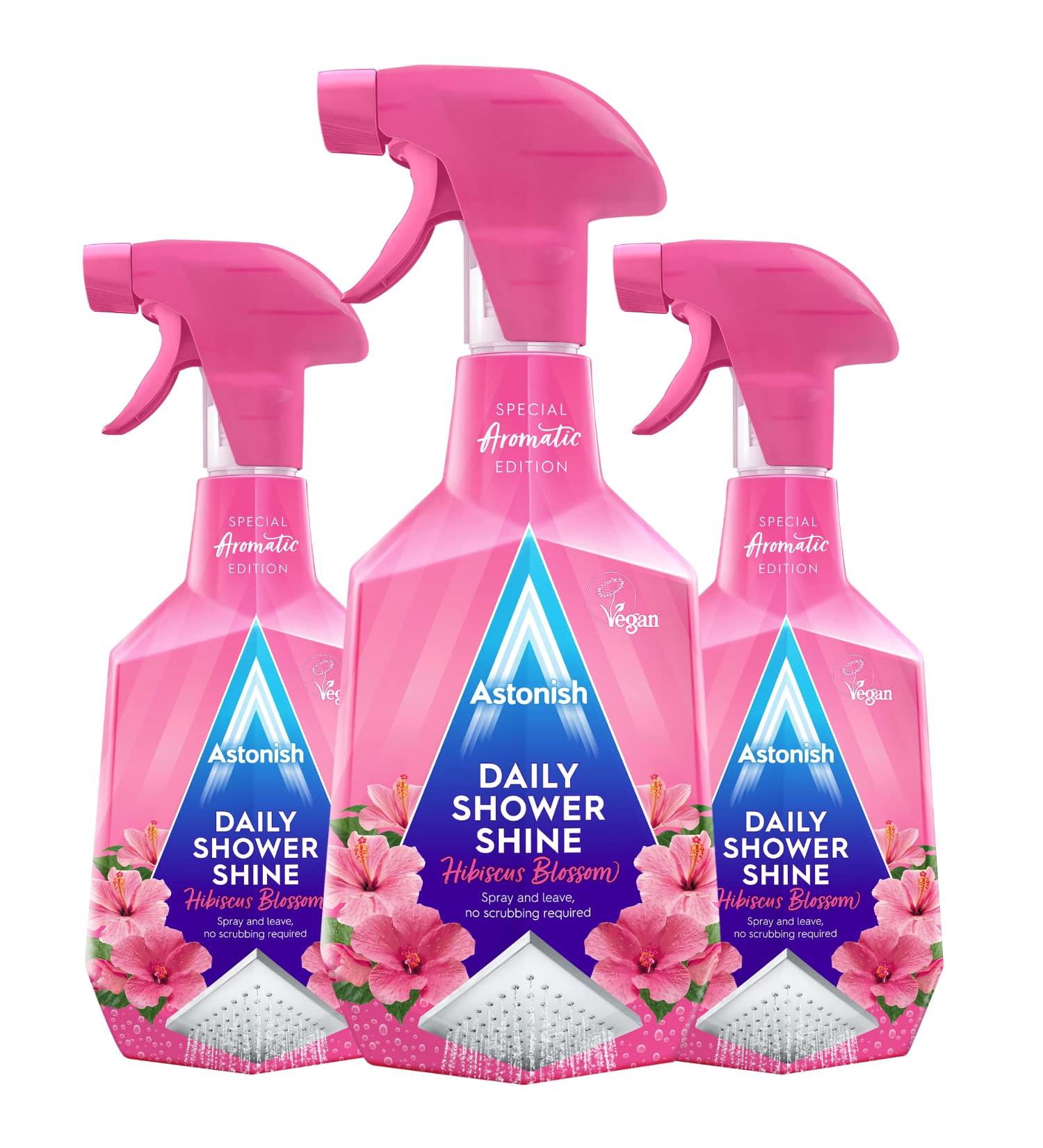 Astonish Daily Bathroom Shower Shine Cleaning Spray 3 Pack - Hibiscus Blossom Limescale Remover Spray Prevents Watermarks From Hard Water - Health & Household Multi Purpose Cleaner 750ml Spray Bottles 249.99 ml (Pack of 3) - Buy Online on GoSupps.com
