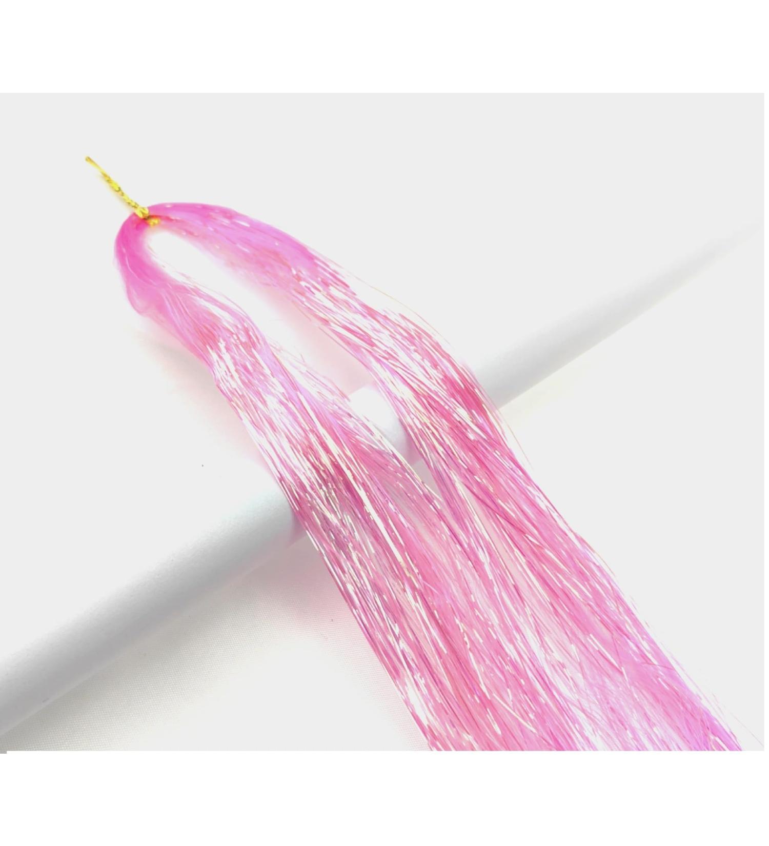 Gold Hair Tinsel Extensions 250 Strands Holographic Glitter Sparkle for Women - Magic Pink - Buy Online on GoSupps.com