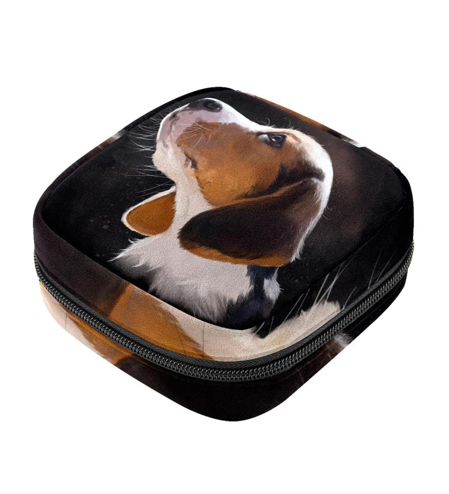 Silence Dog Look Art Sanitary Napkin Bag | Portable Menstrual Cup Pocket with Zipper for Teen Girls & Women - Eco-Friendly & Stylish - Buy Online on GoSupps.com