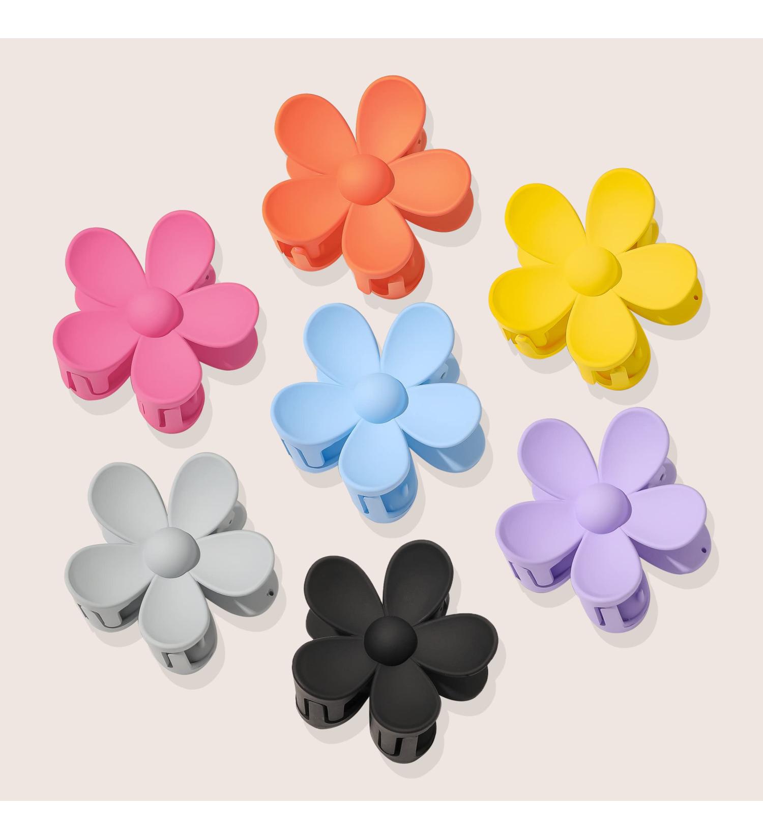 Matte Jelly Flower Hair Clips Set - 7 Pcs Colorful Nonslip Large Hair Claw for Women | Strong Hold Hair Clips for Thin Hair - Buy Online on GoSupps.com