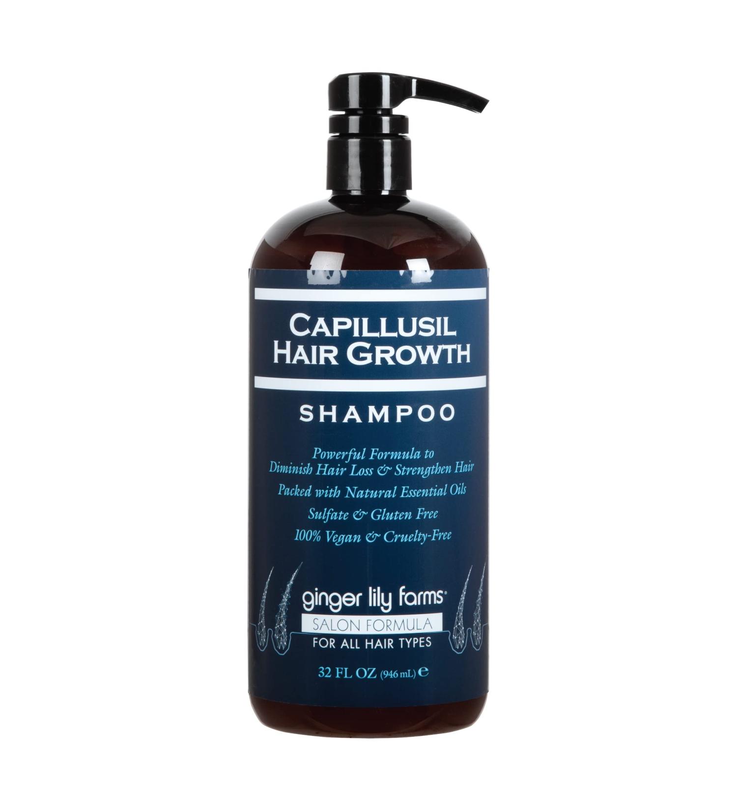 Ginger Lily Farms Capillusil Hair Growth Shampoo 32 Fl Oz - Salon Formula for All Hair Types, 100% Vegan & Cruelty-Free - Buy Online on GoSupps.com