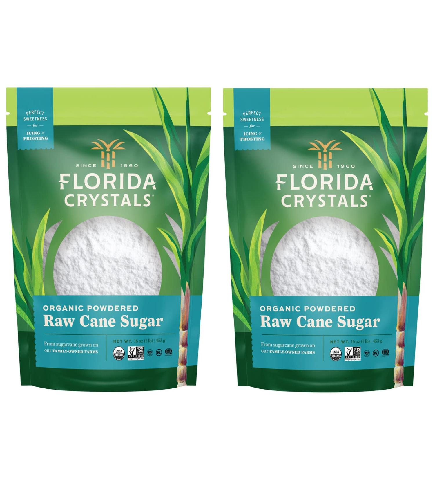 Florida Crystals Organic Powdered Raw Cane Sugar 16 OZ Pouch (Pack of 2) - 32 Ounces - Buy Online on GoSupps.com