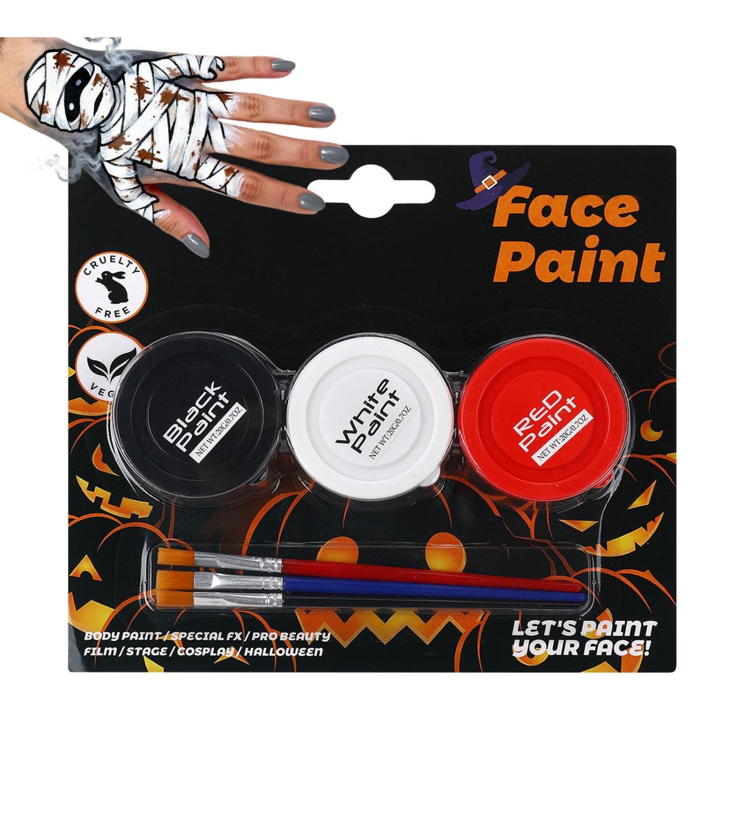 Body Paint for Skin | Washable Makeup Cream | 3-Color Cosplay Face Paint for Adult Cosplay Costumes Sporting Events Clown Skeleton - Buy Online on GoSupps.com