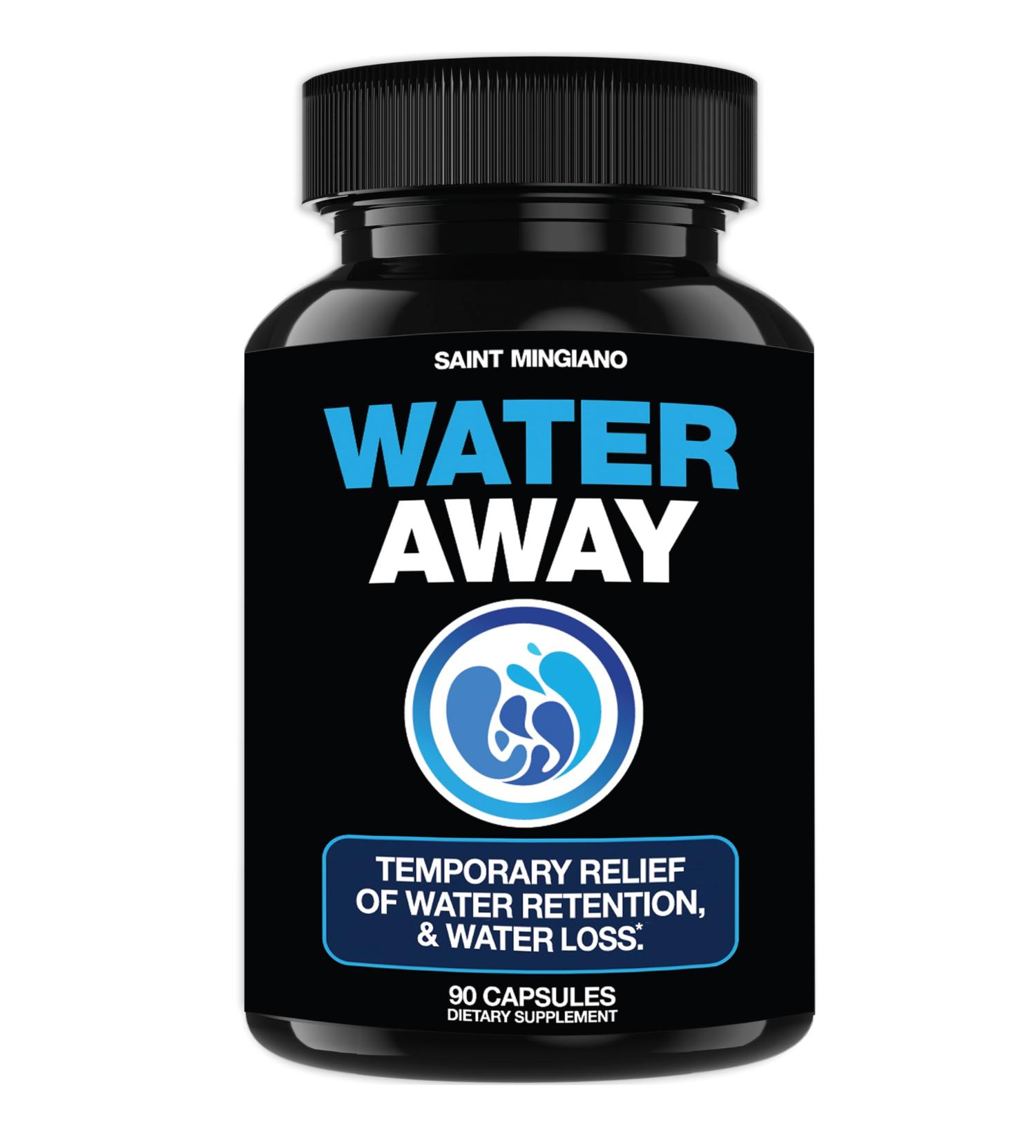 Water Away Pills for Fast Relief from Water Retention & Bloating - 90 Capsules for Swollen Ankles Feet & Legs - Effective Water Loss Aid for Men & Women - Buy Online on GoSupps.com