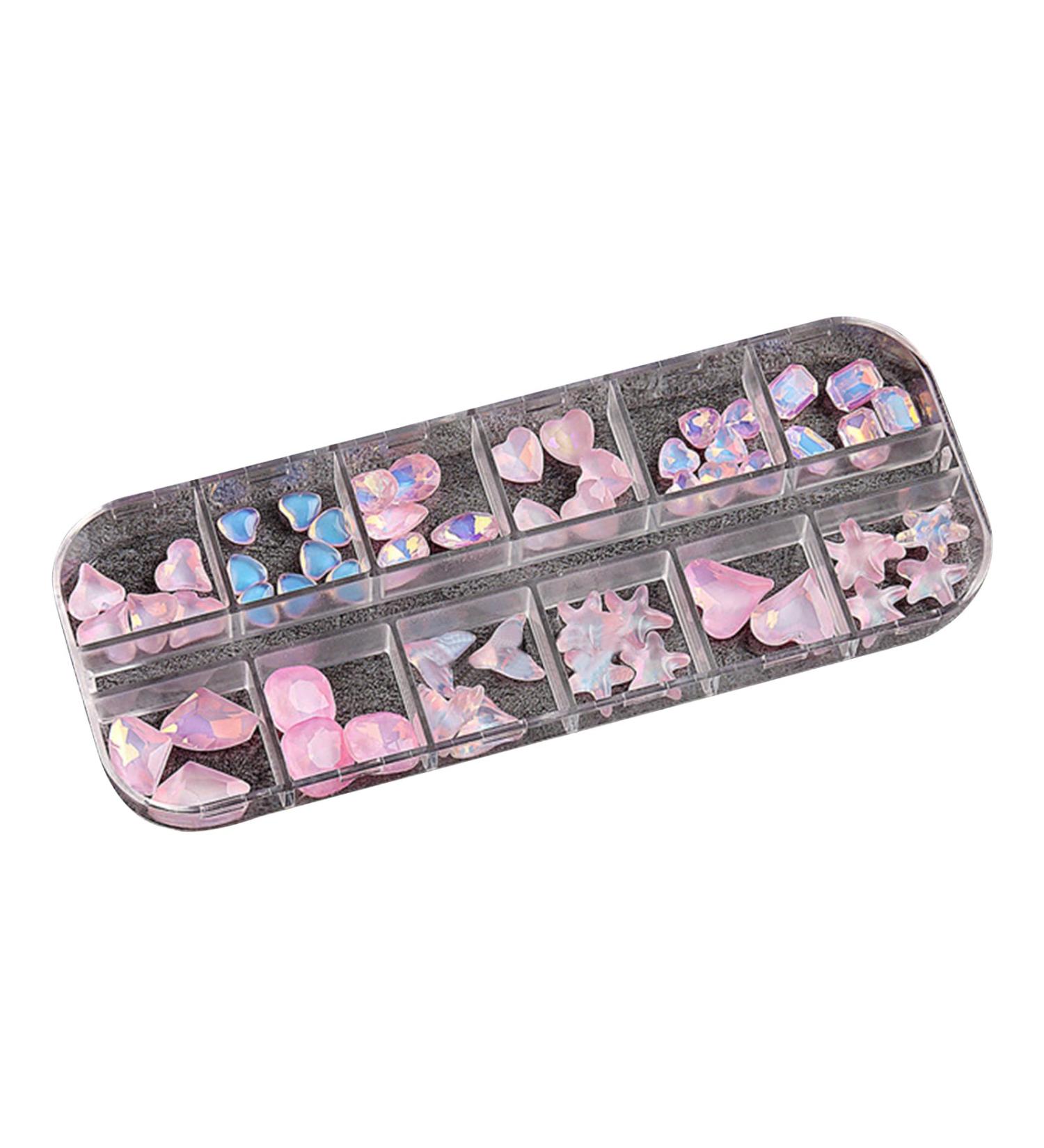 FEIlei 12 Grids Nail Art Crystal Nail Art Stones Rhinestone Manicure Nail Charms - Buy Online on GoSupps.com