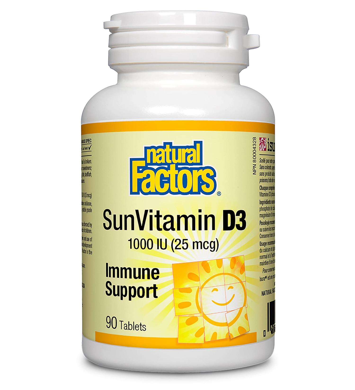 Natural Factors Vitamin D3 25 mcg (1000 IU) - 90 Tablets for Bone Health & Immunity Support - Buy Online on GoSupps.com