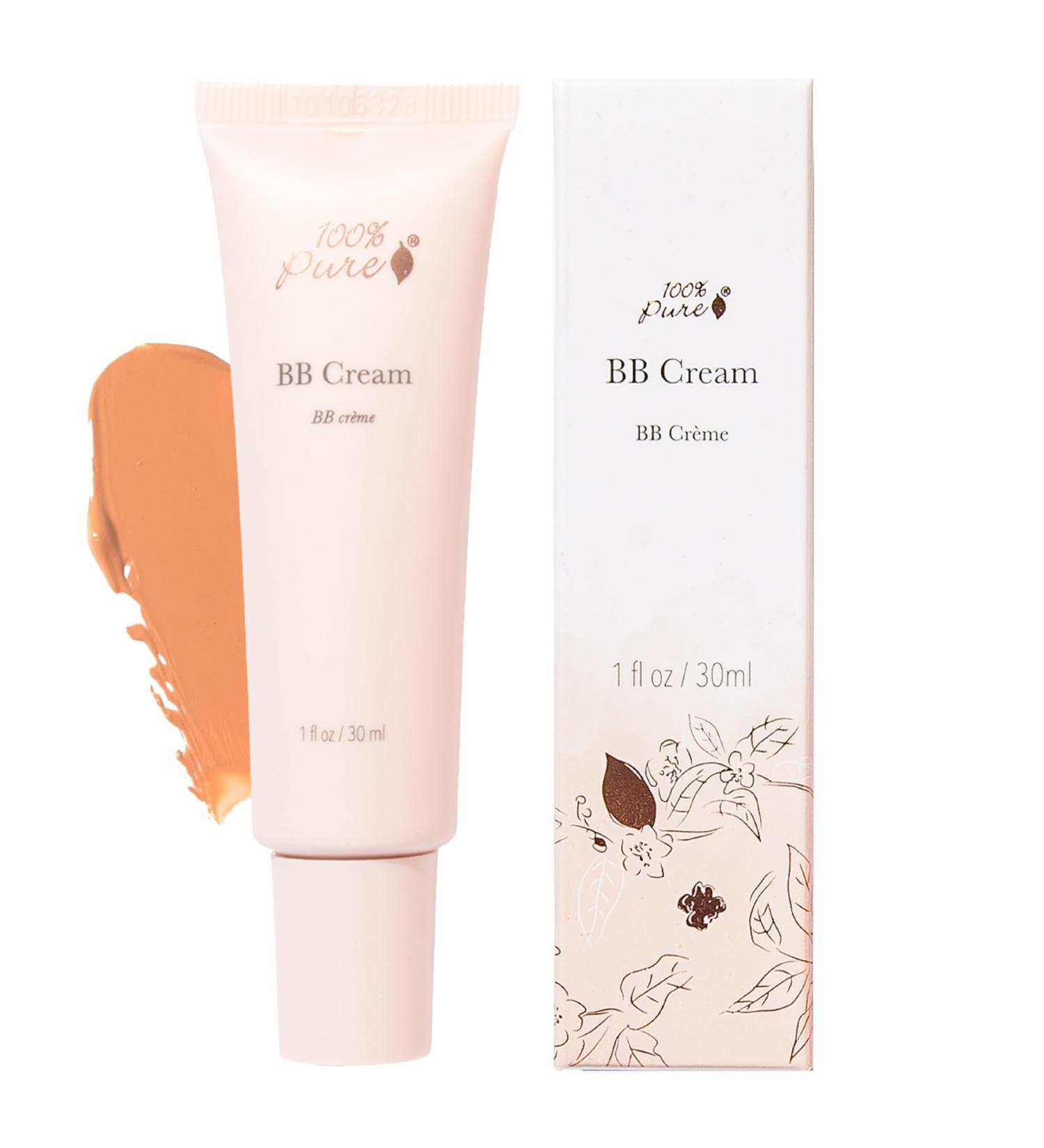 100% PURE BB Cream Shade 10 Luminous Full Face Coverage Skin Care & Glow - All-In-One Primer Concealer & Foundation Makeup - Shimmery Dewy Youth Light Color w/Warm Undertone - Vegan - 1 Fl Oz - Buy Online on GoSupps.com