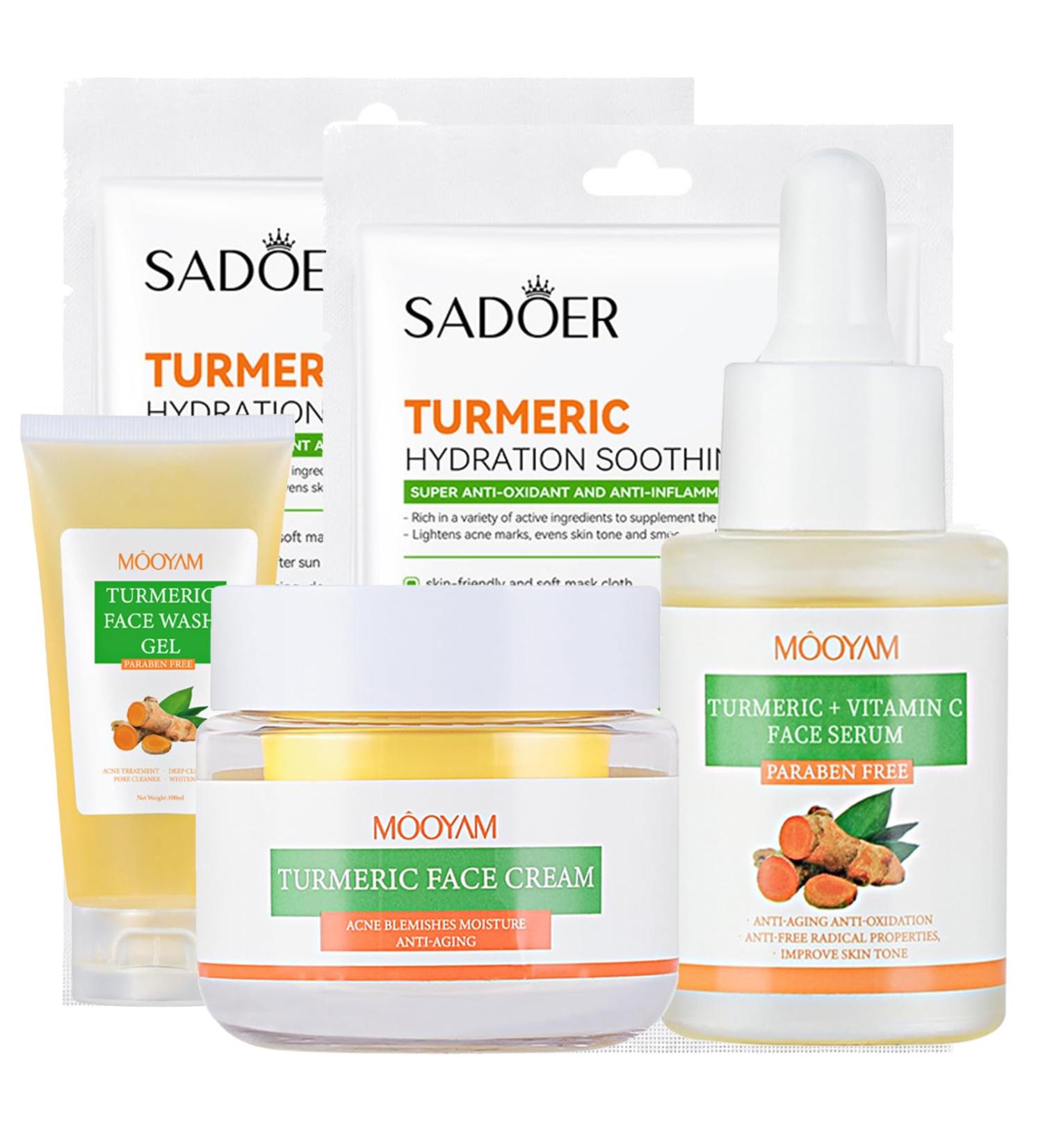 Skincare Set Turmeric Turmeric Face Wash Serum Cream Smoothing Fine Lines