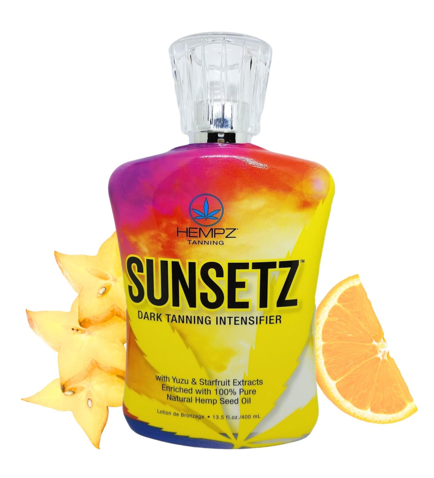 Hempz SUNSETZ Dark Tanning Intensifier with YUZU & Starfruit Extracts - 13.5 oz Tanning Bed Lotion | Best International Shipping - Buy Online on GoSupps.com