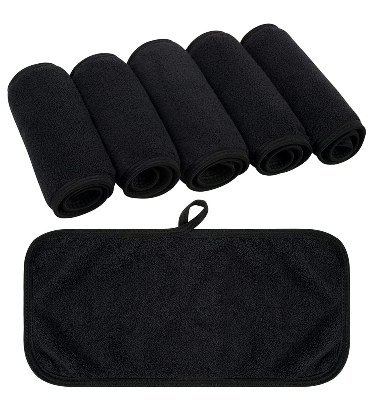 Kinhwa 6-Pack Microfiber Make-up Remover Washcloths - Soft Absorbent Reusable Towels for Luxurious Facial Cleaning (Black 15x30cm) - Buy Online on GoSupps.com