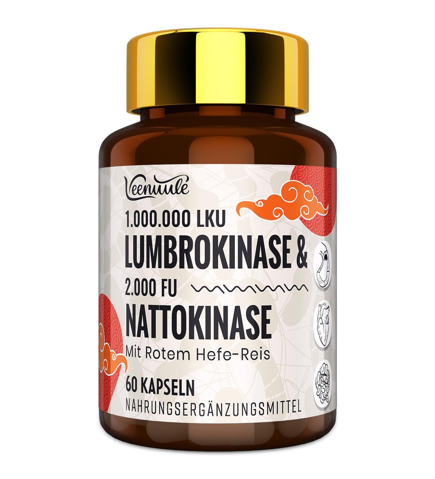 Lumbrokinase 100 mg Per Serving (Maximum Activity - 1 000 000 LKU) Lumbrokinase Supplement with 100 mg Nattokinase (2 000 FU) Non-GMO Gluten Free 60 Capsules - Buy Online on GoSupps.com