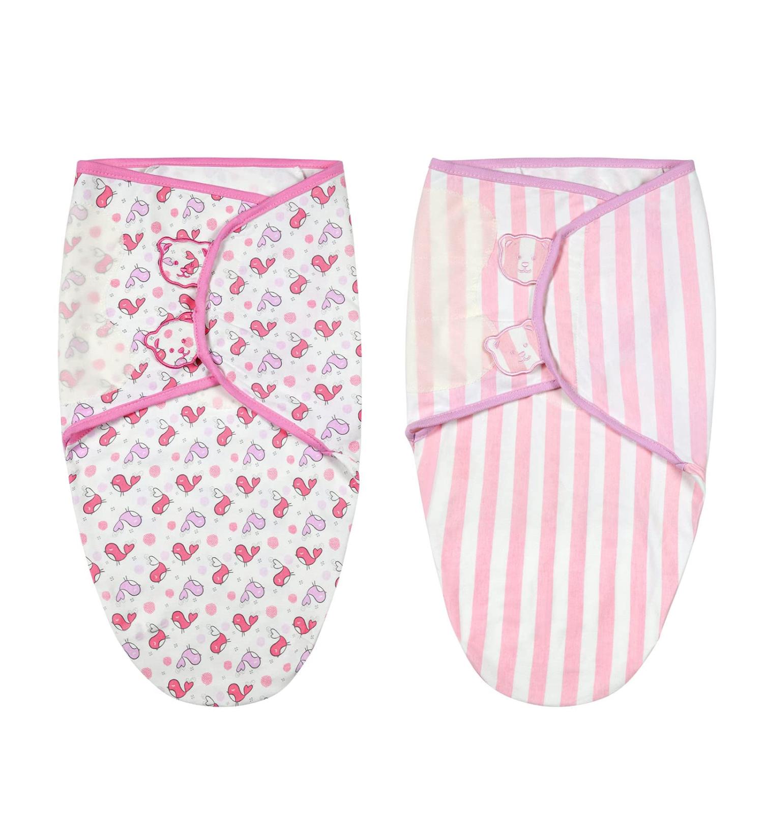 Vicloon Baby Swaddle Blankets - 2Pcs Organic Cotton Wrap for Newborns 4-6 Months, 14-18lbs - Pink - Buy Online on GoSupps.com