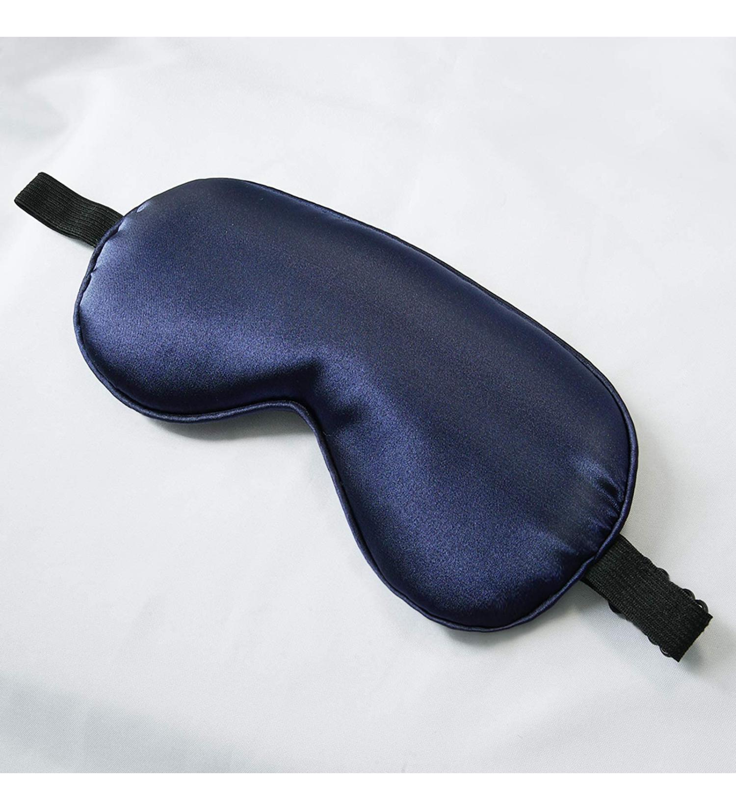 Satin Sleep Mask for Men and Women - Adjustable Strap, Ideal for Airplane Travel - Blue - Buy Online on GoSupps.com