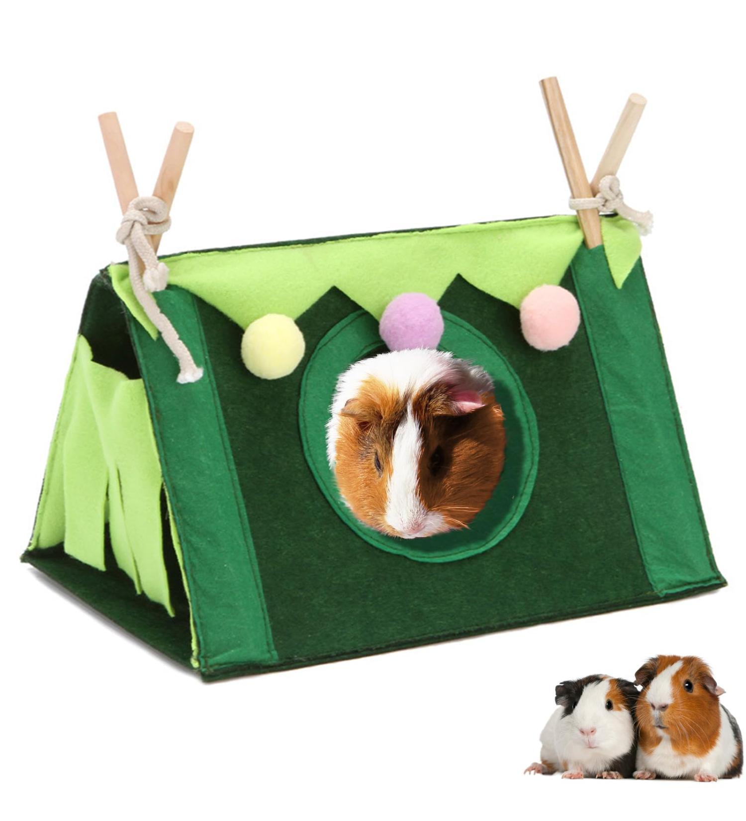 VERTUPET Guinea Pig Hideaway Bed House - Small Animal Hideout Toy for Rabbits, Chinchillas, Hamsters - Sturdy Cage Accessory - Green (Medium) - Buy Online on GoSupps.com