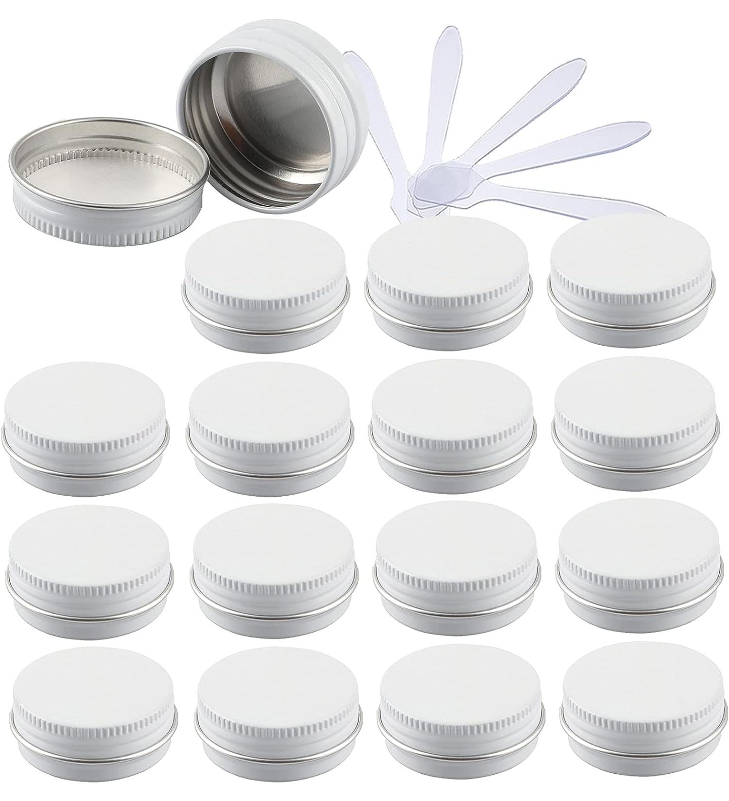 empty jars with lids cosmetic jar B0CL9KV58748 PC 10ml Blue Empty Round Aluminium Tins with Screw Lids Storage Jars Cosmetics Containers Pots with 6 Spatula (Color : Gold Size : 15ml) (Color : Bianc - Buy Online on GoSupps.com