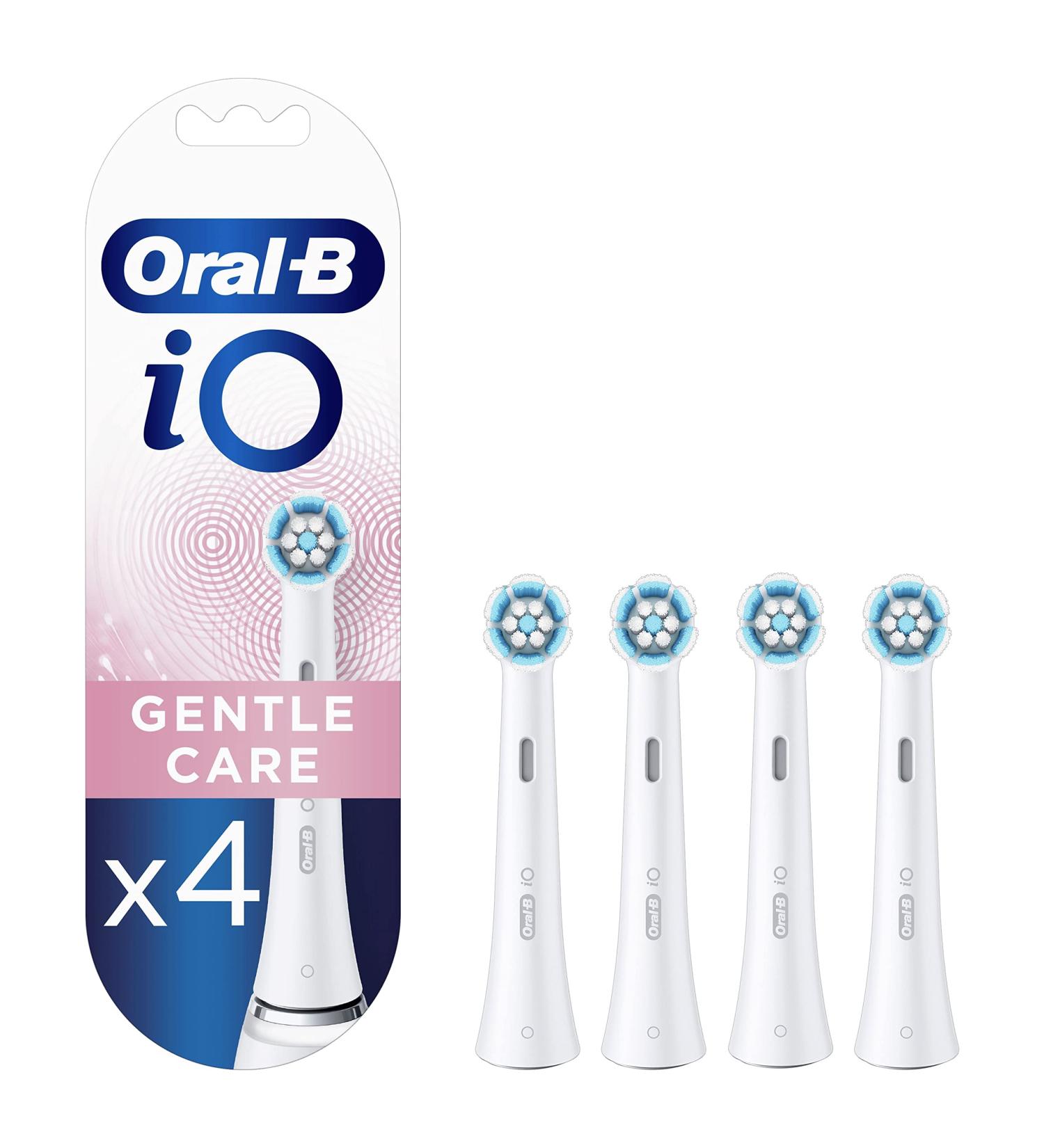 Oral-B iO Gentle Care Electric Toothbrush Head - Pack of 4 | Twisted & Angled Bristles for Deeper Plaque Removal | White | Mailbox Friendly - Buy Online on GoSupps.com