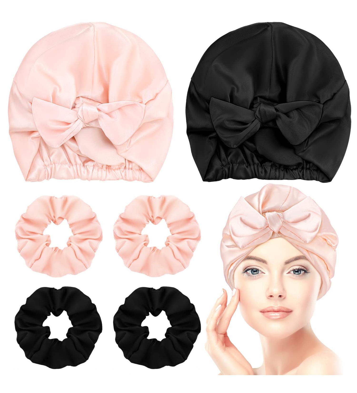 SATINIOR Silk Bonnet Hair Scrunchies Set - 6 Pcs, Night Wrap Included, Adjustable Cap Ties, Elastic Ponytail Holders - For Women with Curly or Straight Hair - Buy Online on GoSupps.com