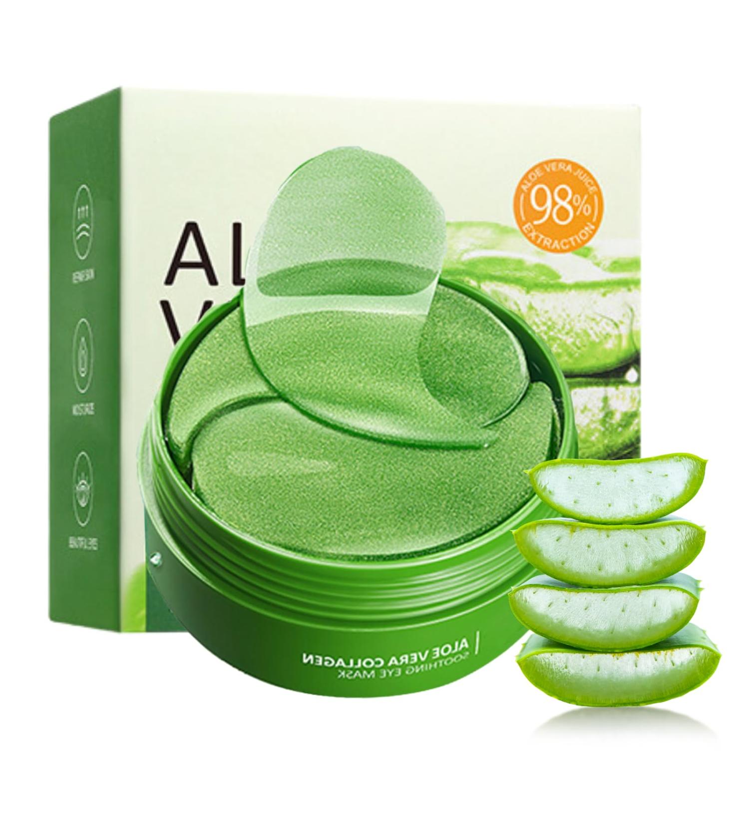 Aloe Vera Eye Patches for Dark Circles - Collagen under Eye Mask - Eye Bags Remover - Lasting Moisturizing - Relieves Dry Eyes - Eye Care Products - Buy Online on GoSupps.com