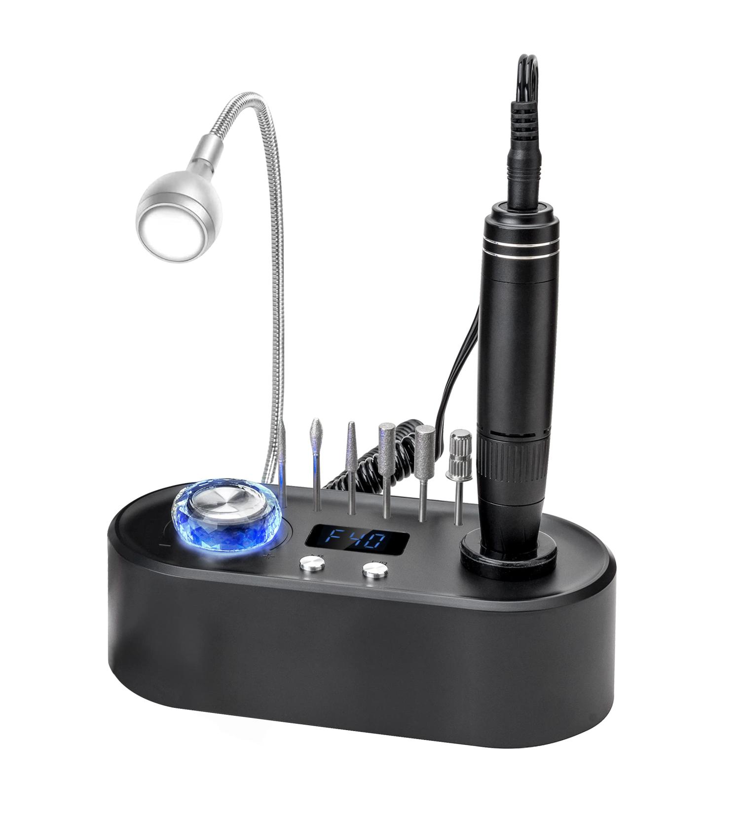 Delanie 40000 RPM Professional Nail Drill Machine for Acrylic and Gel Nails - Electric Nail File with Light Manicure Tool in Black - Buy Online on GoSupps.com