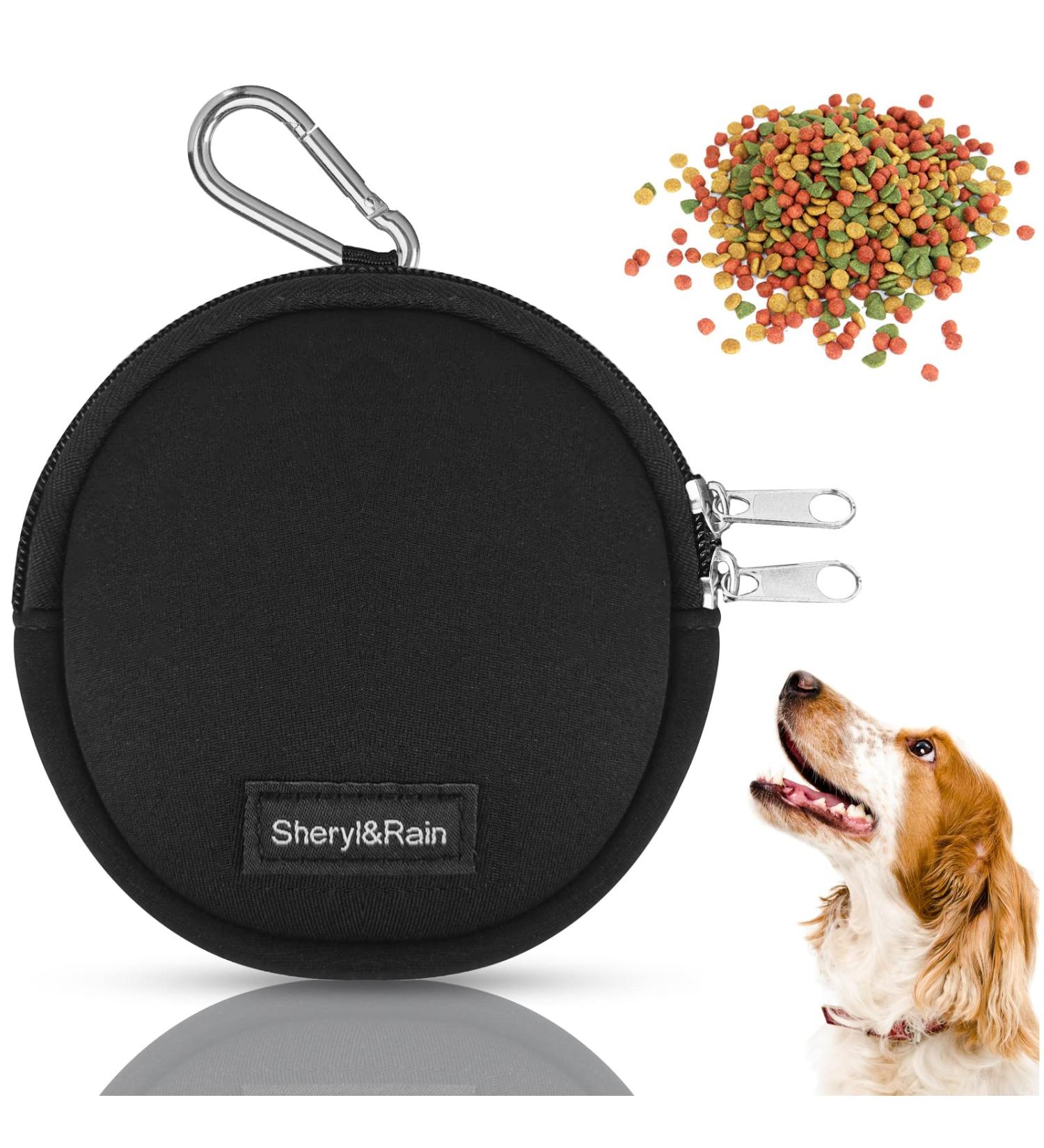 Sheryl & Rain Small Dog Treats Training Bag - Zippered Delicacies in Pocket Format for Travel & Walks - Black Round - Buy Online on GoSupps.com