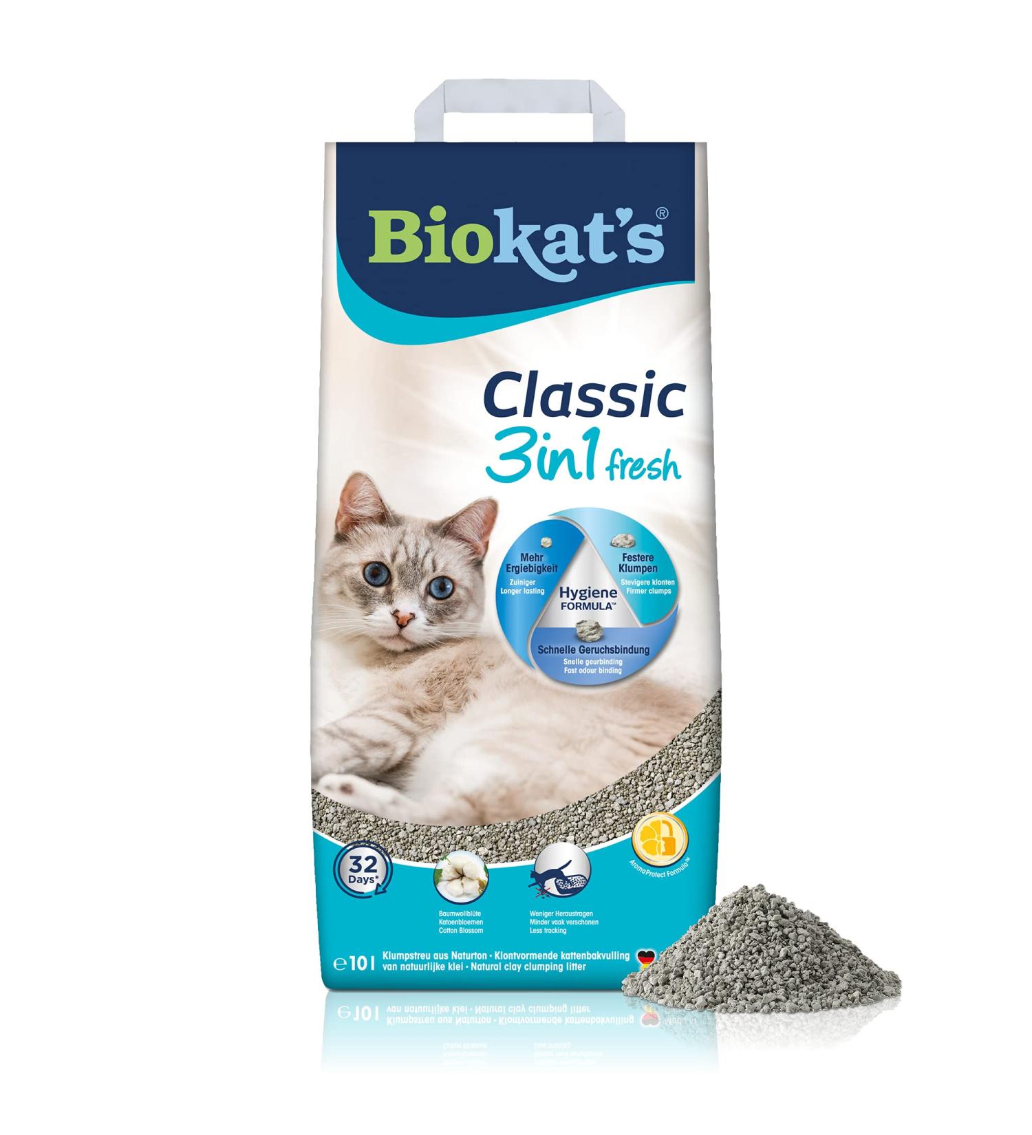 Biokat's Classic Fresh 3in1 Cat Litter with Cotton Blossom Fragrance - Premium Bentonite 10L - International Shipping Available - Buy Online on GoSupps.com