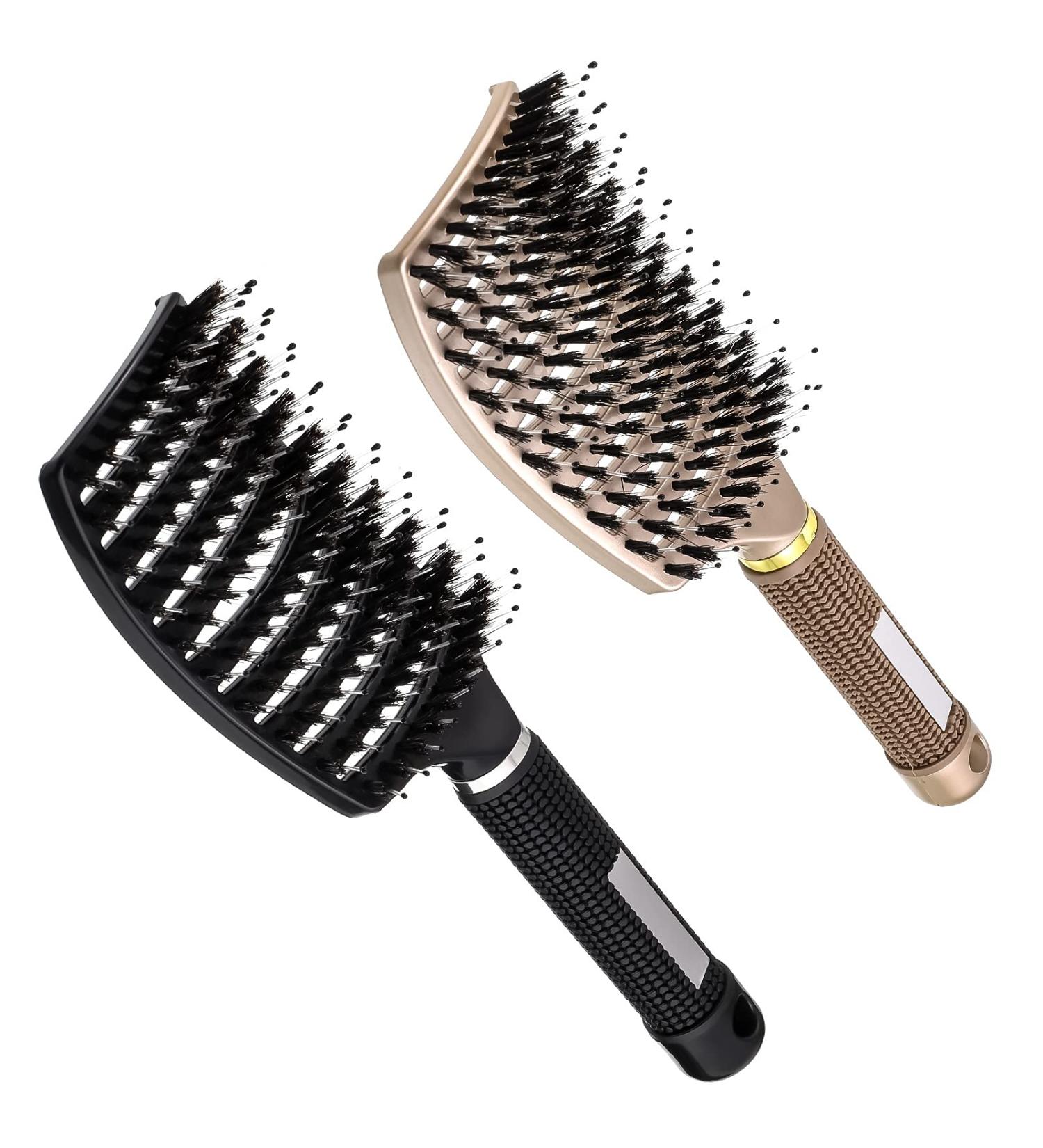 Chef Vinny 2 Pack Boar Bristle Hair Brush Curved and Vented Detangling Hair Brush for Women Long Thick Thin Curly & Tangled Hair Vent Brush Paddle Brush - Buy Online on GoSupps.com