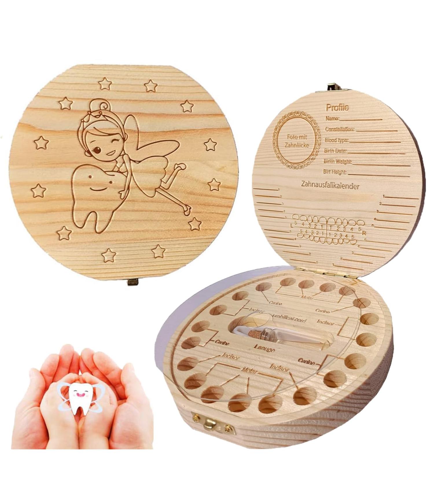 Personalized Tooth Fairy Box for Girls - Wooden Milk Teeth Keepsake Gift - Perfect for First Tooth Souvenirs - Buy Online on GoSupps.com