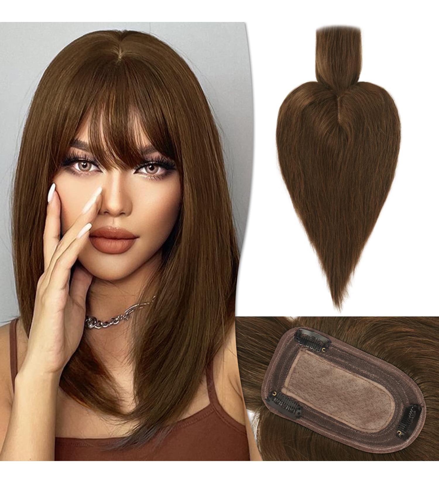 Ruwiss Real Hair Topper for Women - 100% Human Hair Clip-In Crown Topper & Short Wig for Thin Hair (Medium Brown 30cm 40g) - Buy Online on GoSupps.com