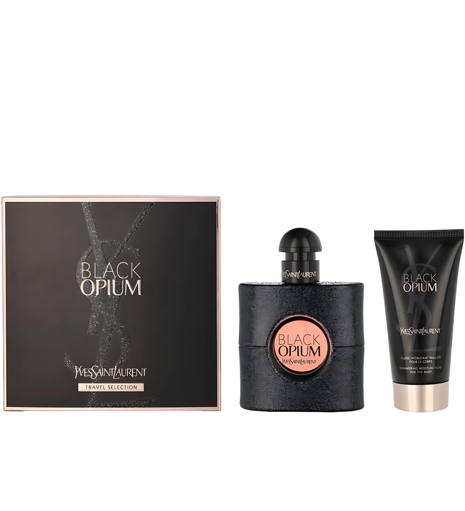 Black Opium by Yves Saint Laurent Eau de Parfum Spray 50ml & Shimmering Moisturising Fluid 50ml - Buy Online on GoSupps.com