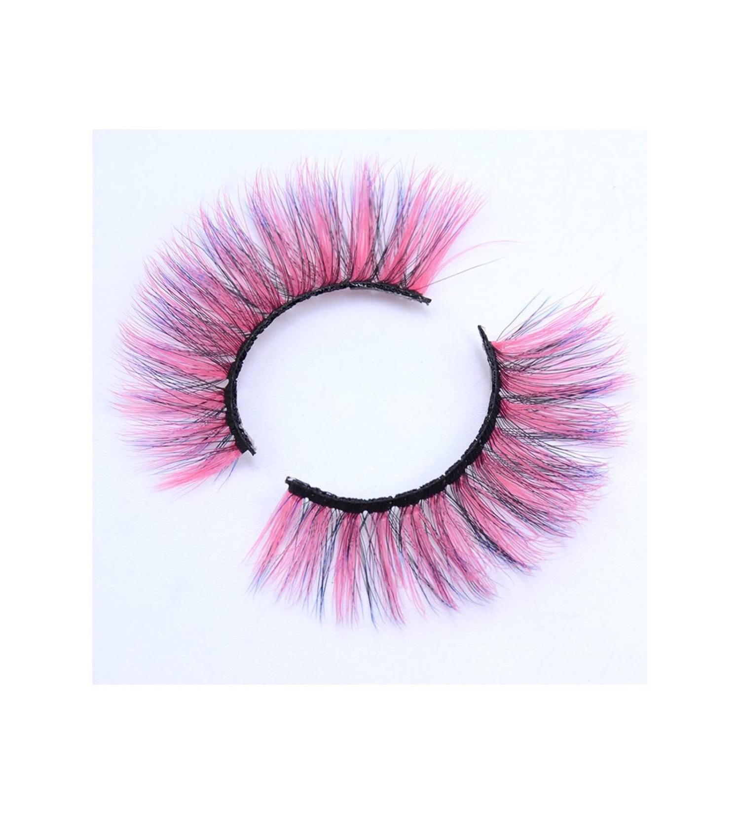 False Eyelashes Colored Lashes 2 Pairs Colorful Eyelashes Halloween Easter Faux Mink Colored False Gift (Color : 7)