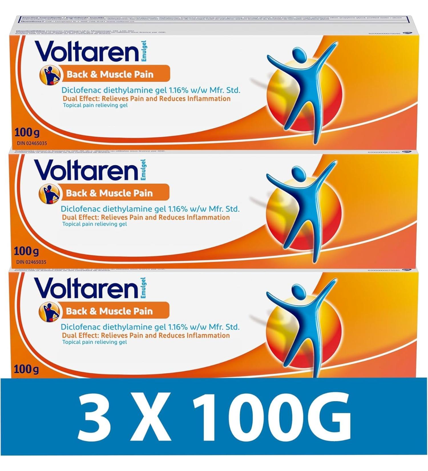Voltaren Emulgel Back & Muscle Pain topical pain gel 3 x 100g - Buy Online on GoSupps.com
