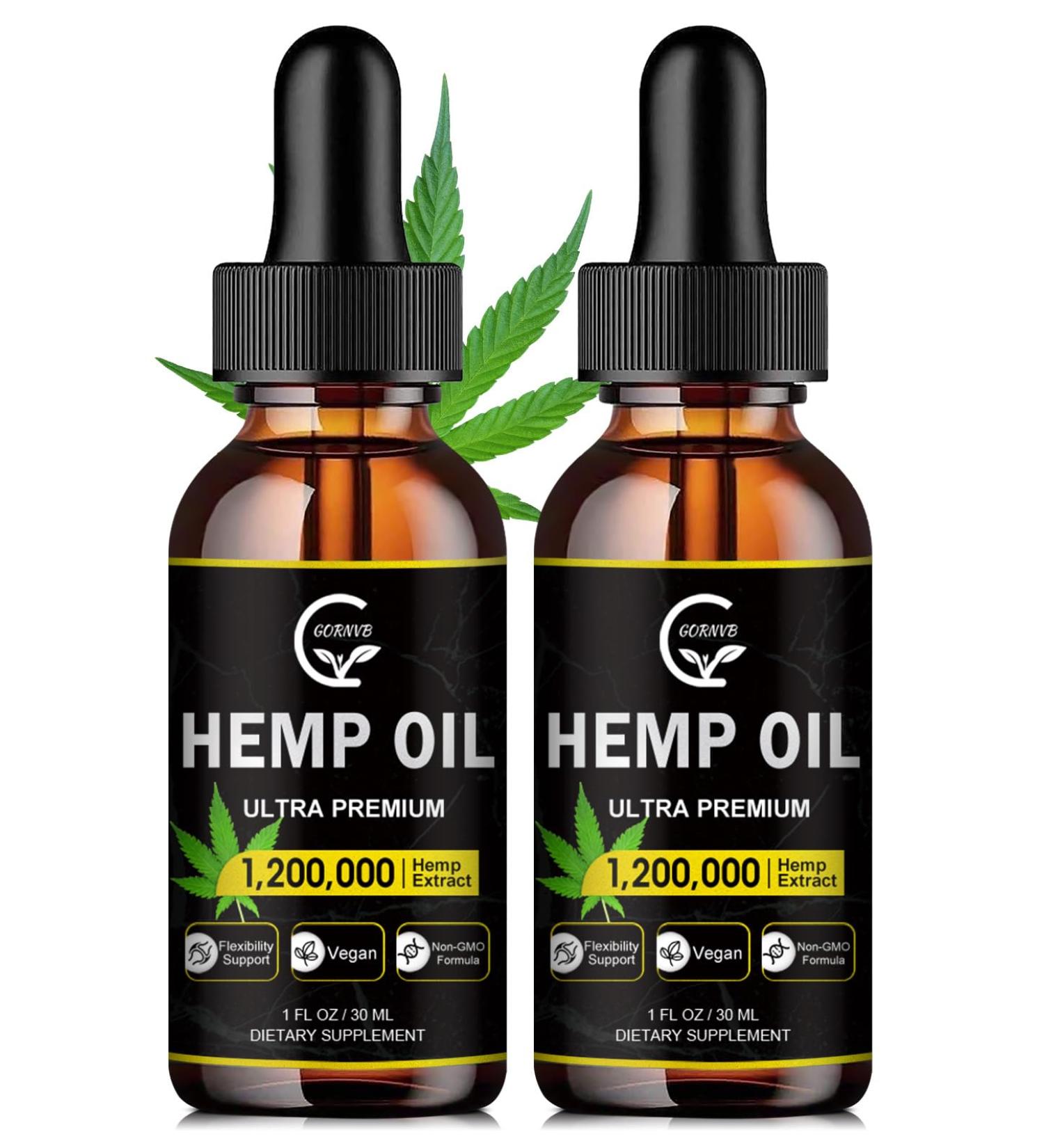 (2-Pack) High Potency Hemp Oil - Maximum Strength Immune System Support Focus Calm Relaxation Mood Pure Extract Organic Vegan Non-GMO 1 Fl Oz (Pack of 2) - Buy Online on GoSupps.com