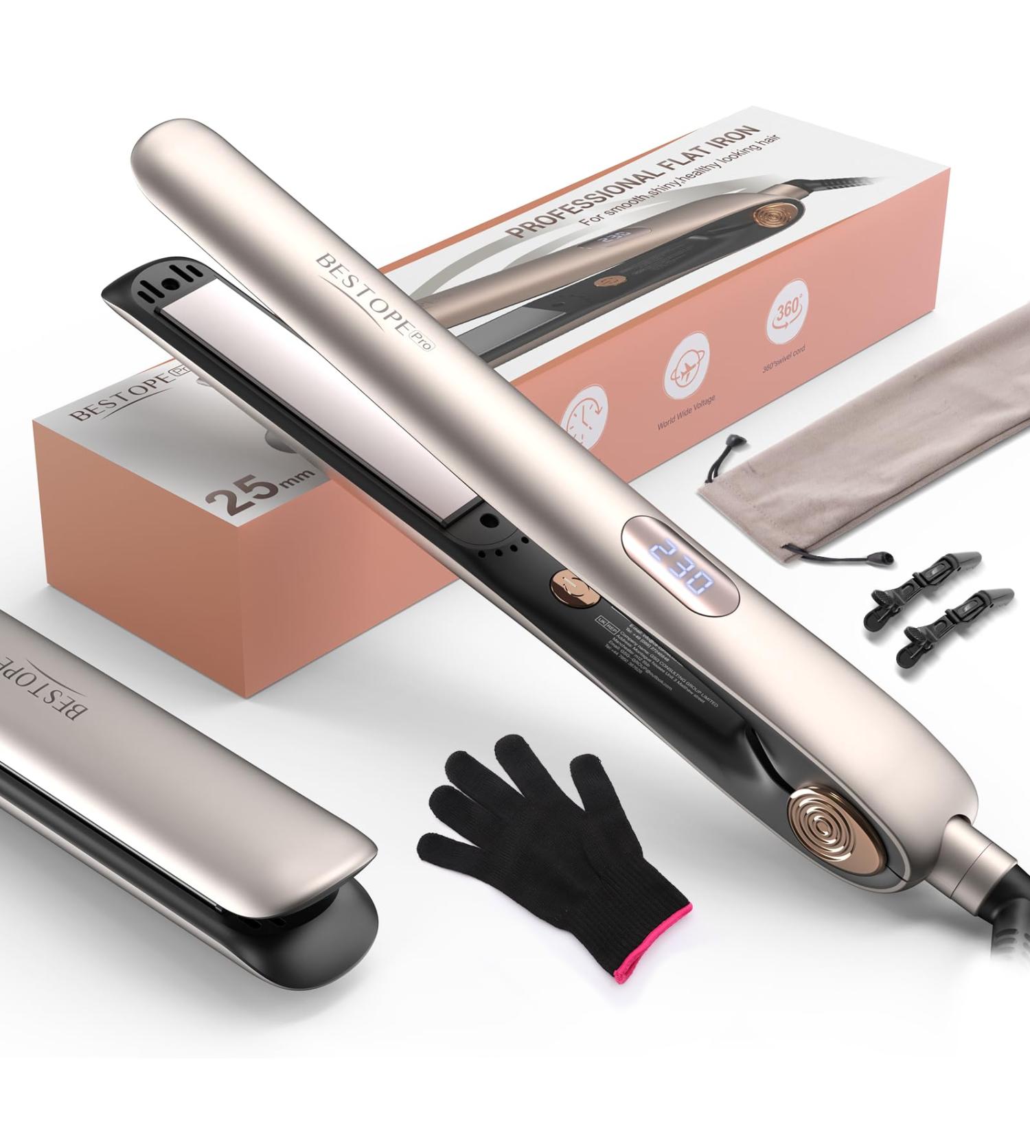 BESTOPE PRO 2 in 1 Hair Straightener Curling and Straightening Iron Antistatic Ceramic Tourmaline LCD Screen Hair Straight - Buy Online on GoSupps.com