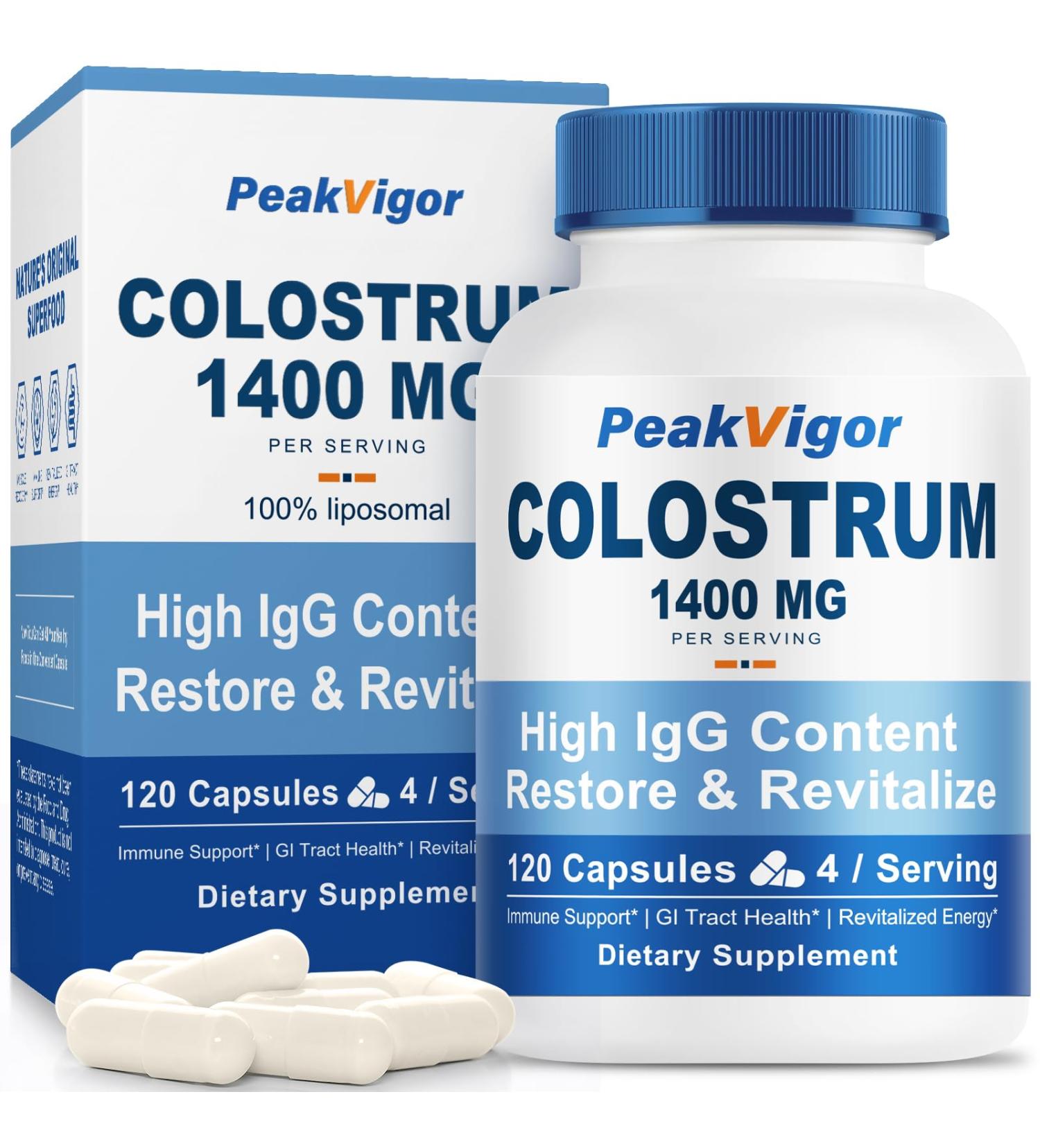 Organic Bovine Colostrum Capsules 1400mg Colostrum Supplement Powder for Immune & Gut Support Energy Support Skin Health Hair Growth - No Fillers Non-GMO 120 Capsules 120 Count (Pack of 1) - Buy Online on GoSupps.com