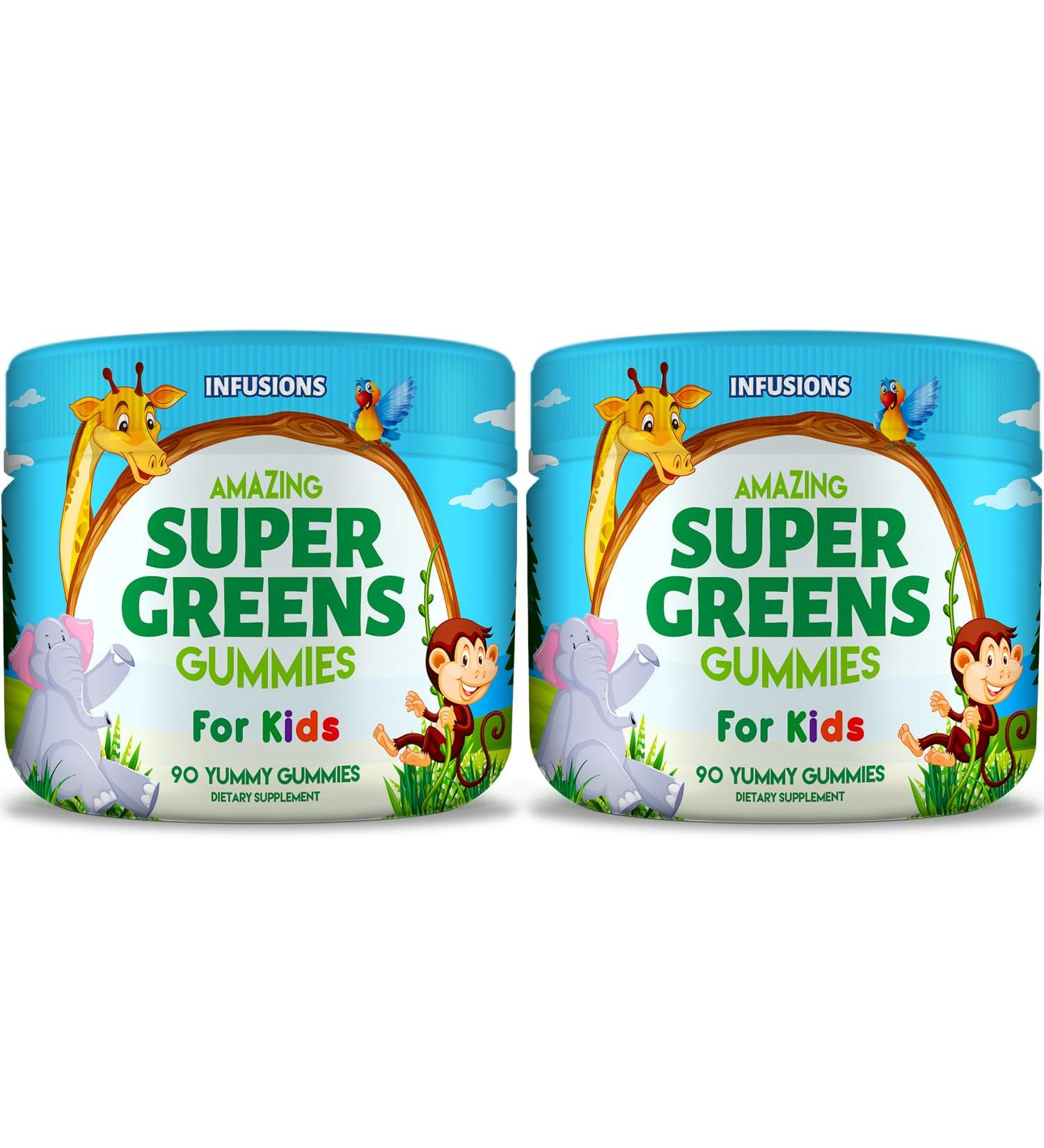 Infusions Super Green Gummies for Kids 180 Count Soft and Delicious - 2 Pack - Buy Online on GoSupps.com