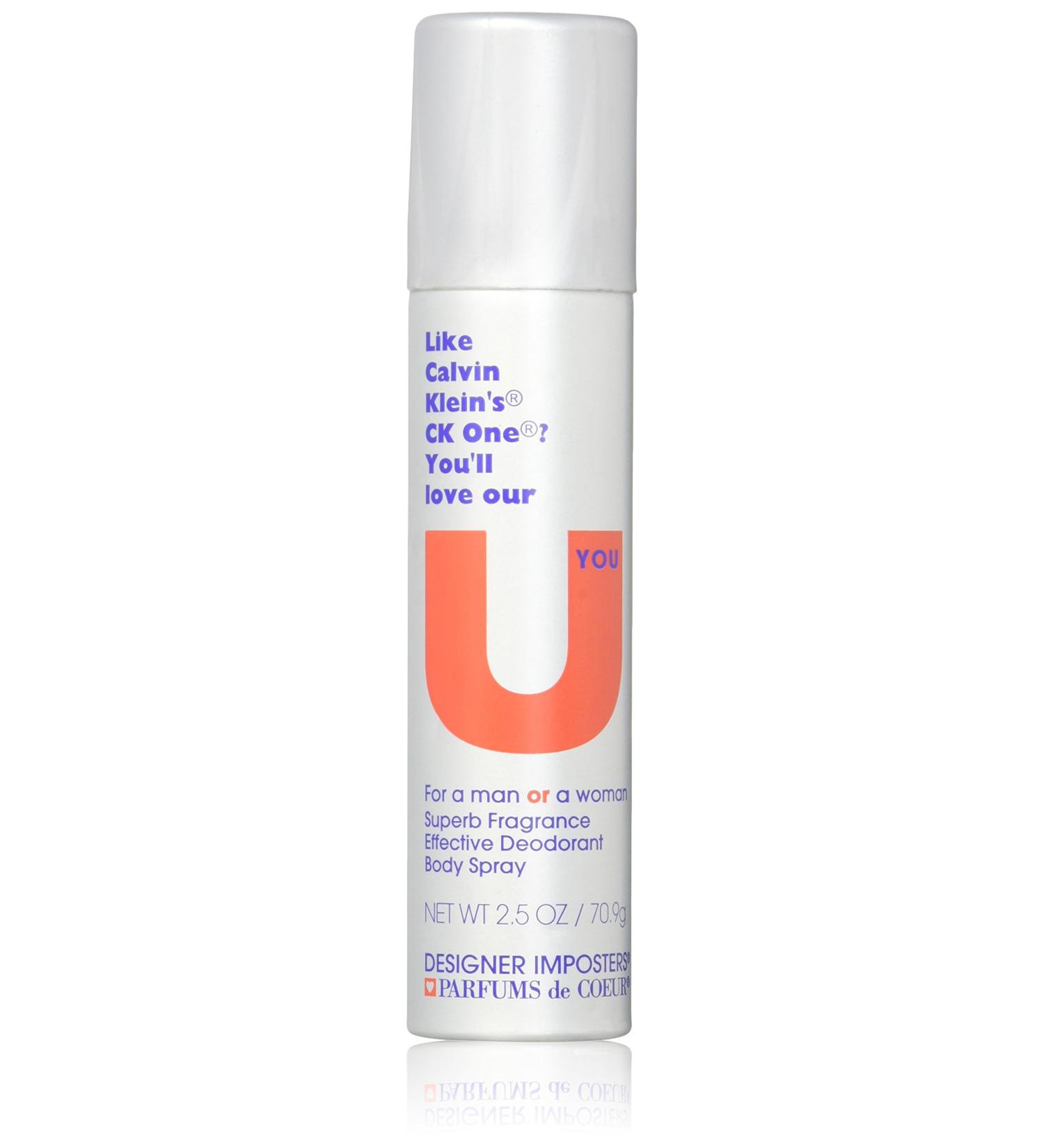 Designer Imposters U You Perfume By PARFUMS DE COEUR 2.5 oz Deodorant Body Spray (Unisex) FOR WOMEN