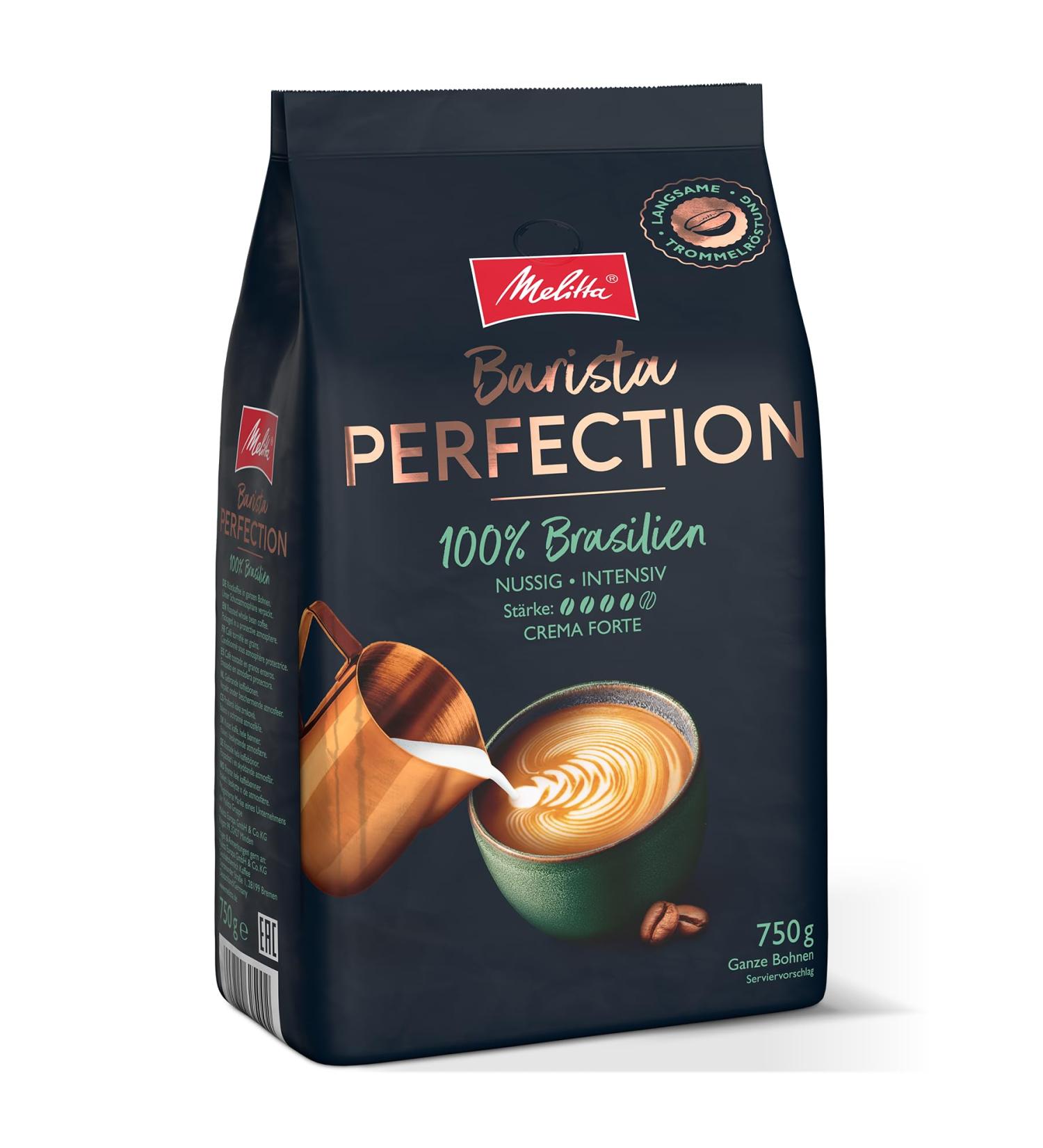 Melitta Barista Perfection 100% Brazil Coffee Beans 750g - Premium 100% Arabica Rich Crema Slow Roasted Single-Origin - Buy Online on GoSupps.com